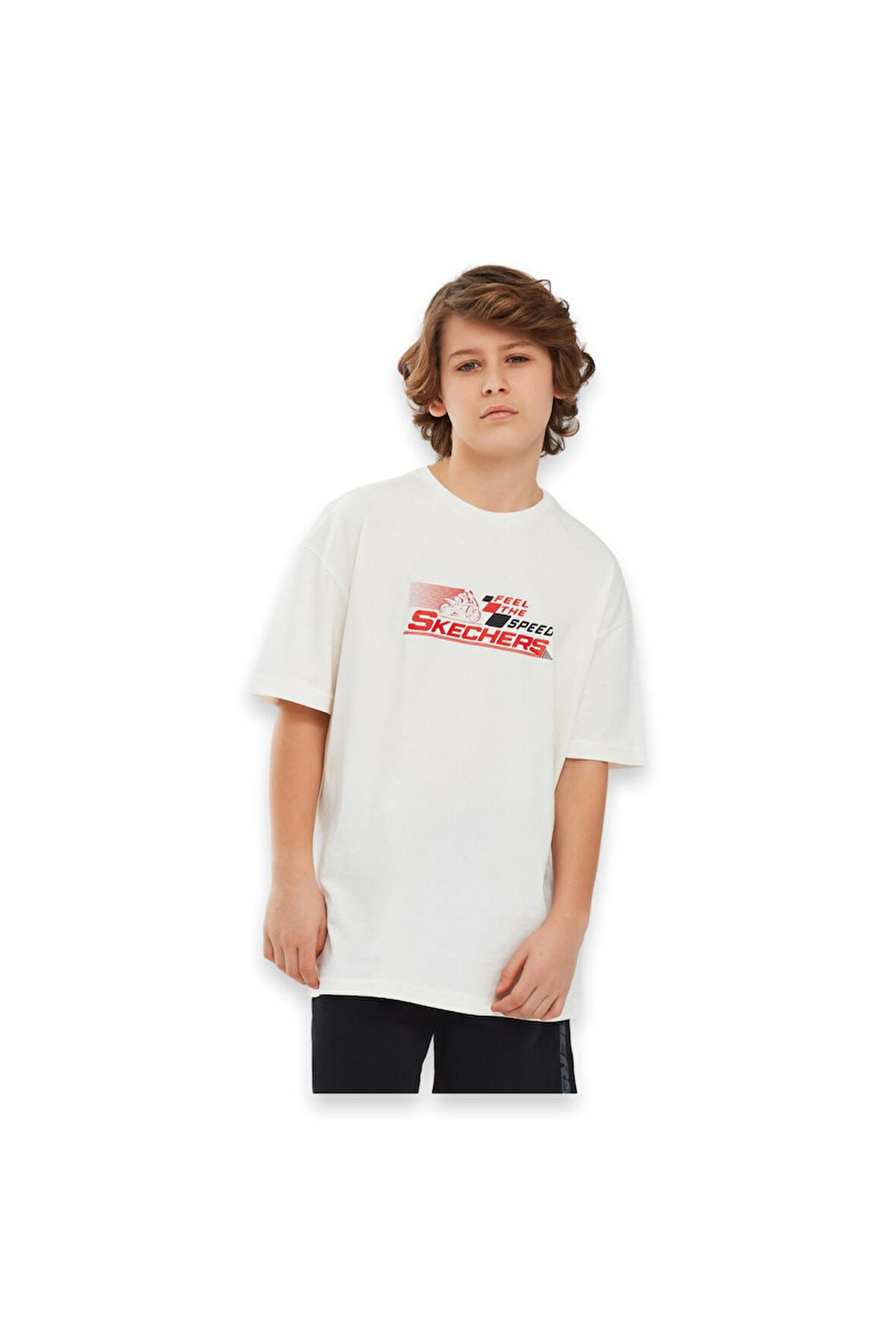 Skechers Sk241020 Graphic Tee Sleeve Kırık Beyaz Çocuk T-Shirt