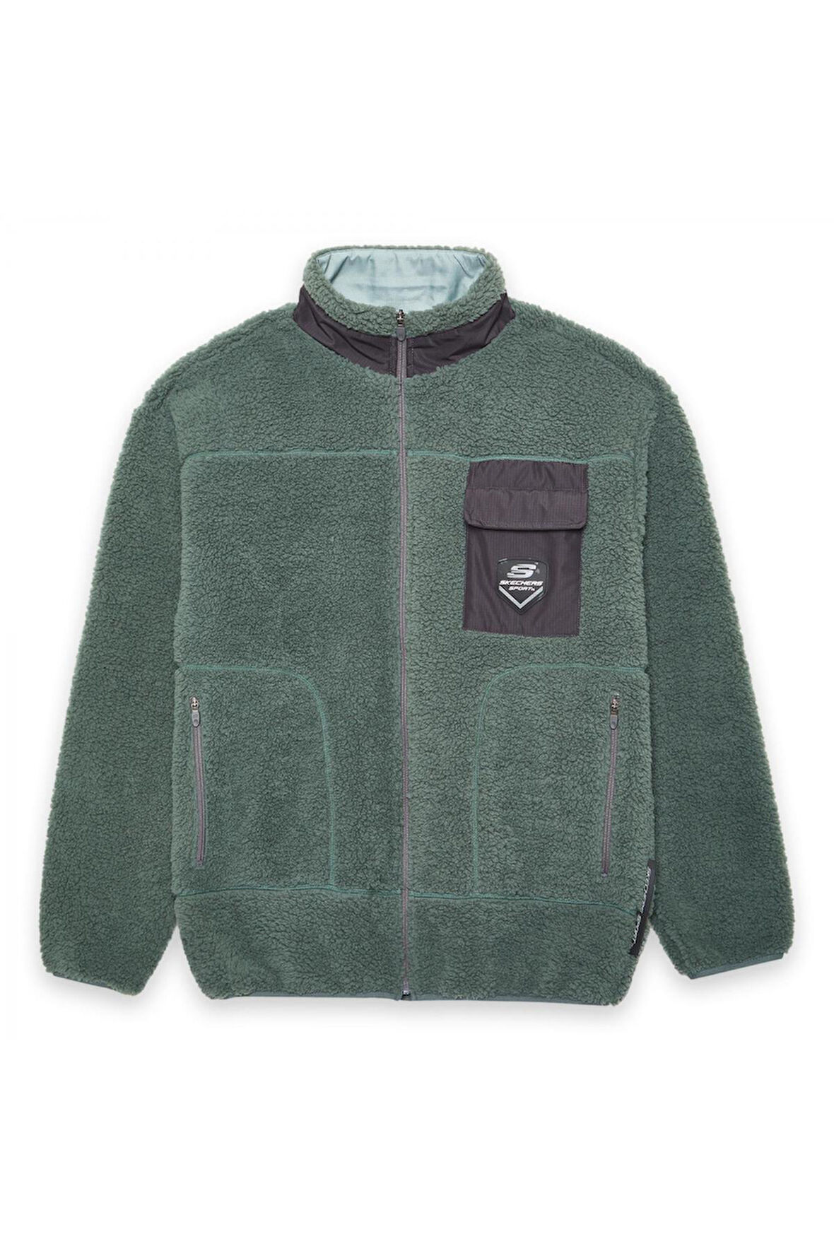 Skechers S242184 M Out Fleece Full Zip Sherpa Haki Erkek Ceket