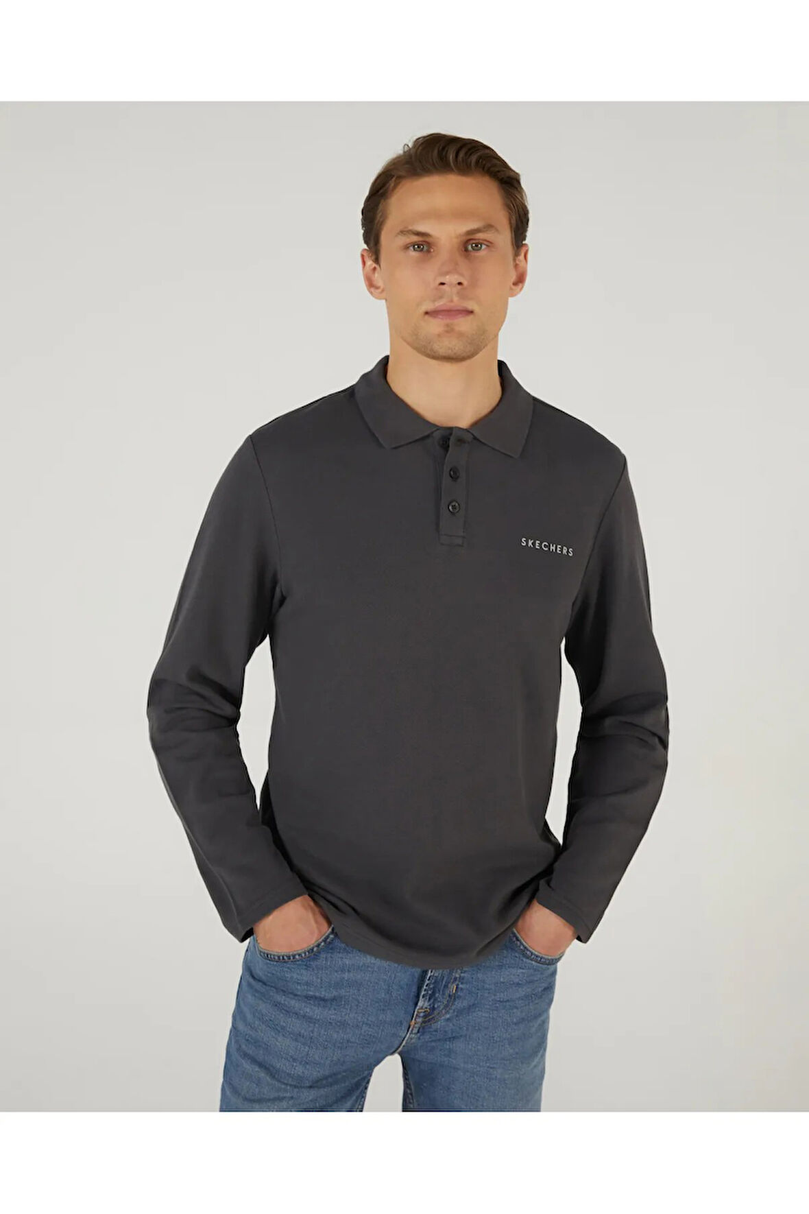 Skechers S242198-003 M Polo Casual Comfort Long Sleeve Polo Erkek Polo Tişört