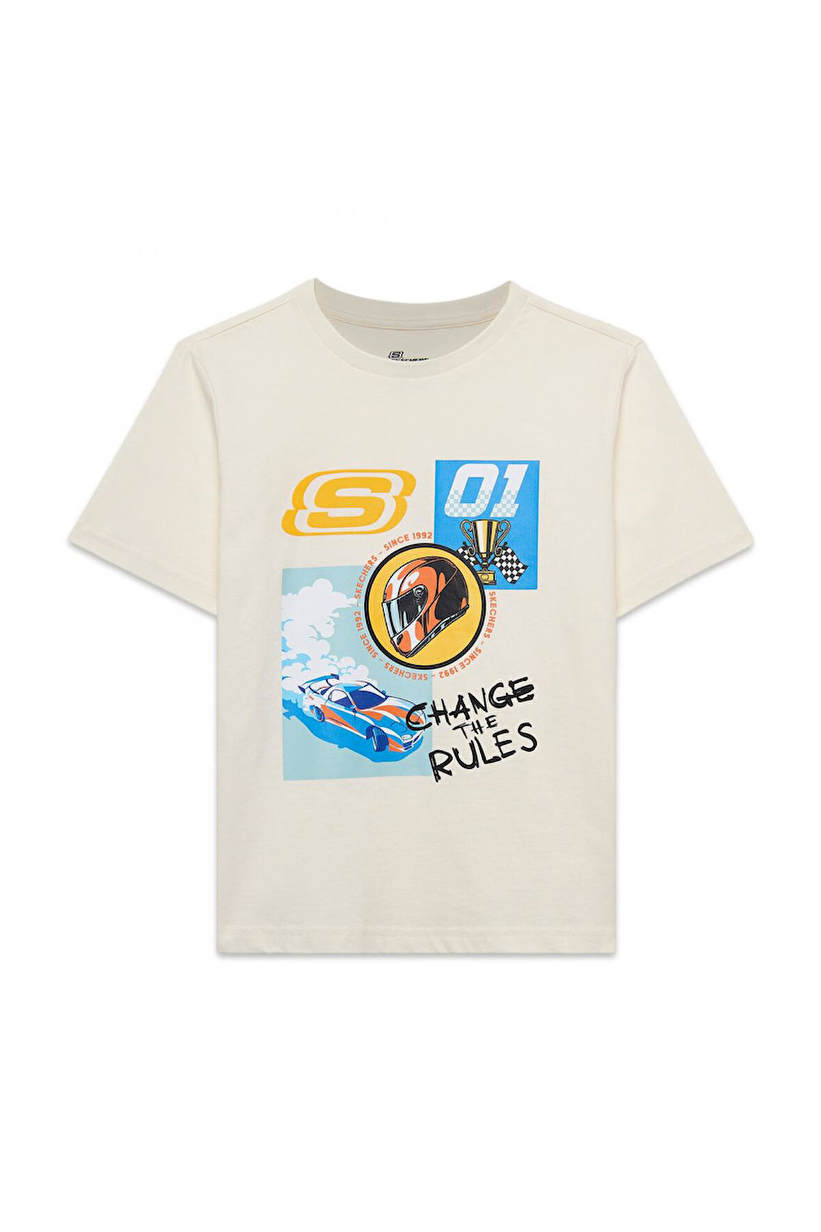 Skechers Sk2510113 B Regular Fit Graphic Tee Beyaz Çocuk T-Shirt