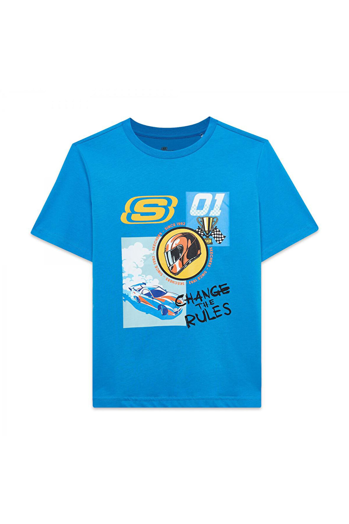 Skechers Sk2510113 B Regular Fit Graphic Tee Mavi Çocuk T-Shirt