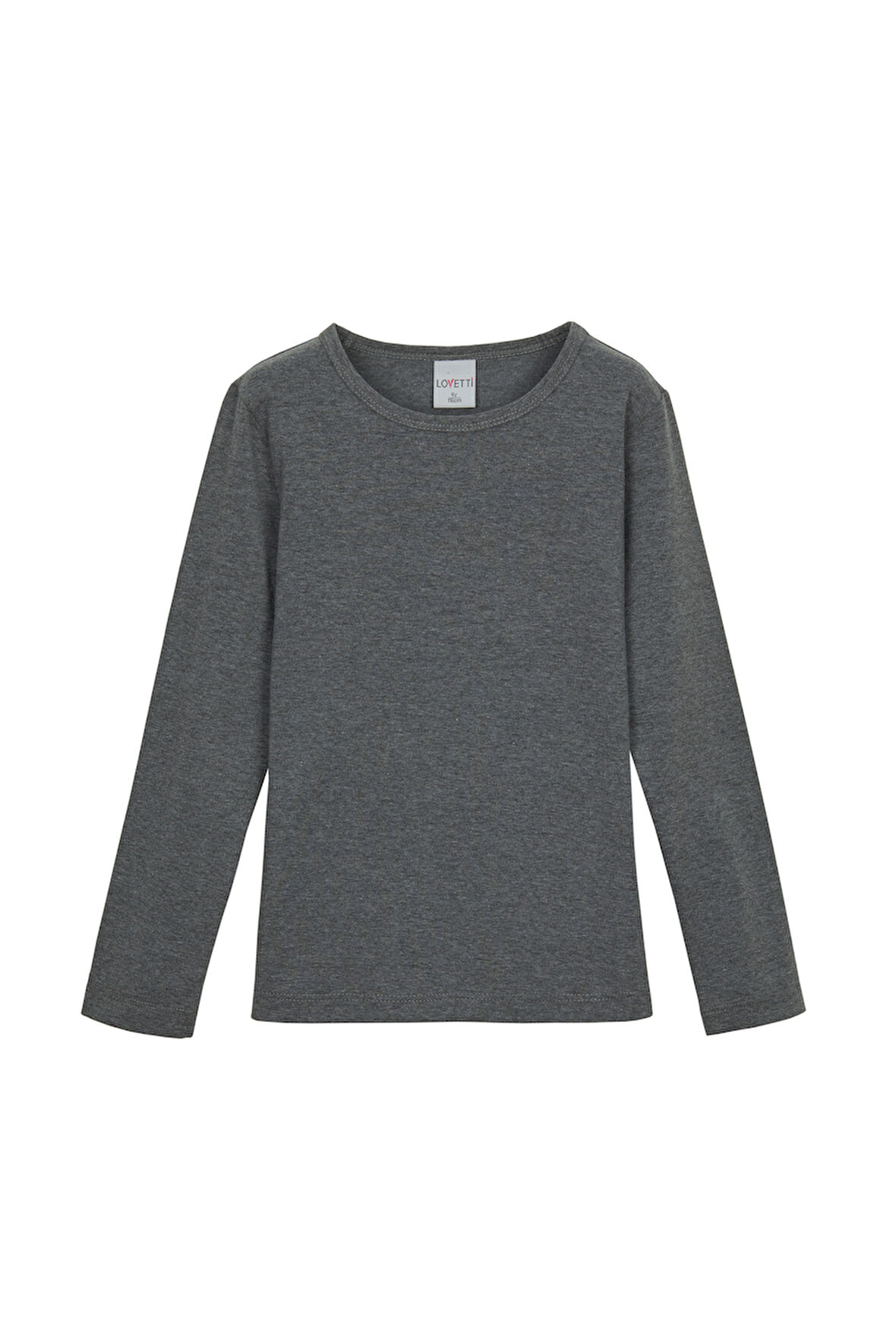 Koyu Gri Basic Mevsimlik Likralı Uzun Kollu Kız Çocuk Tişört