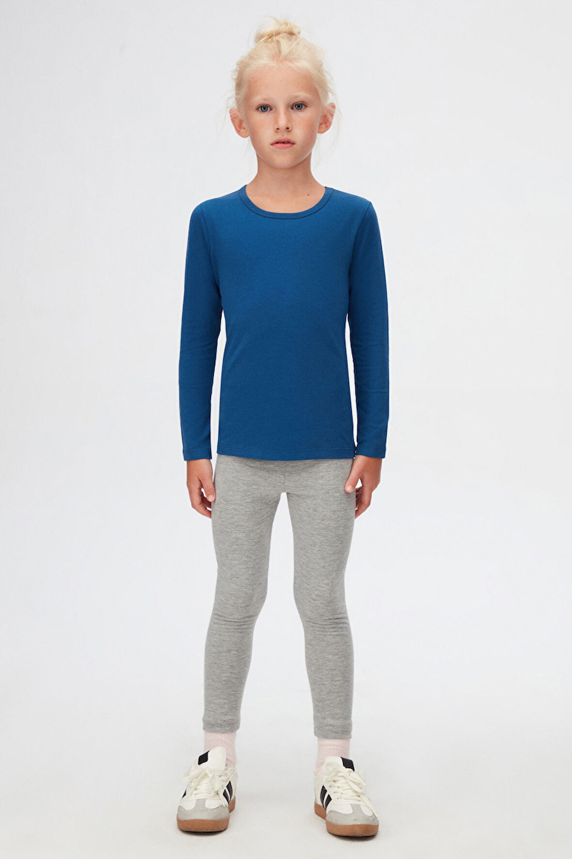 İndigo Basic Mevsimlik Likralı Uzun Kollu Kız Çocuk Tişört