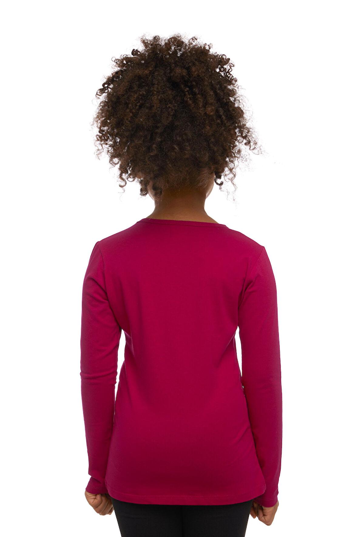 Mürdüm Basic Mevsimlik Likralı Uzun Kollu Kız Çocuk Tişört