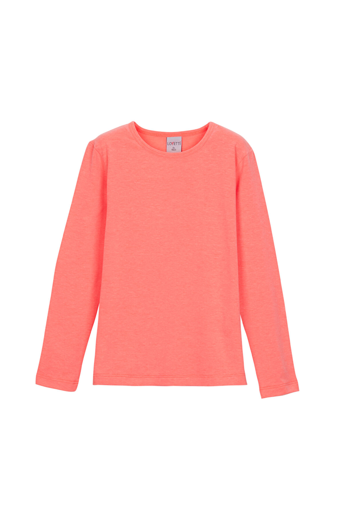 Fosfor Turuncu Basic Mevsimlik Likralı Uzun Kollu Kız Çocuk Tişört