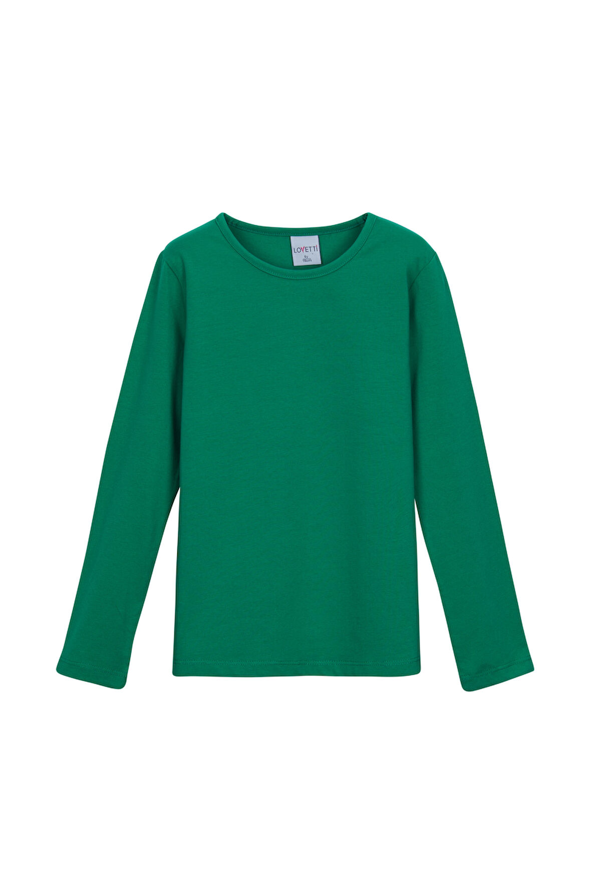 Yeşil Basic Mevsimlik Likralı Uzun Kollu Kız Çocuk Tişört