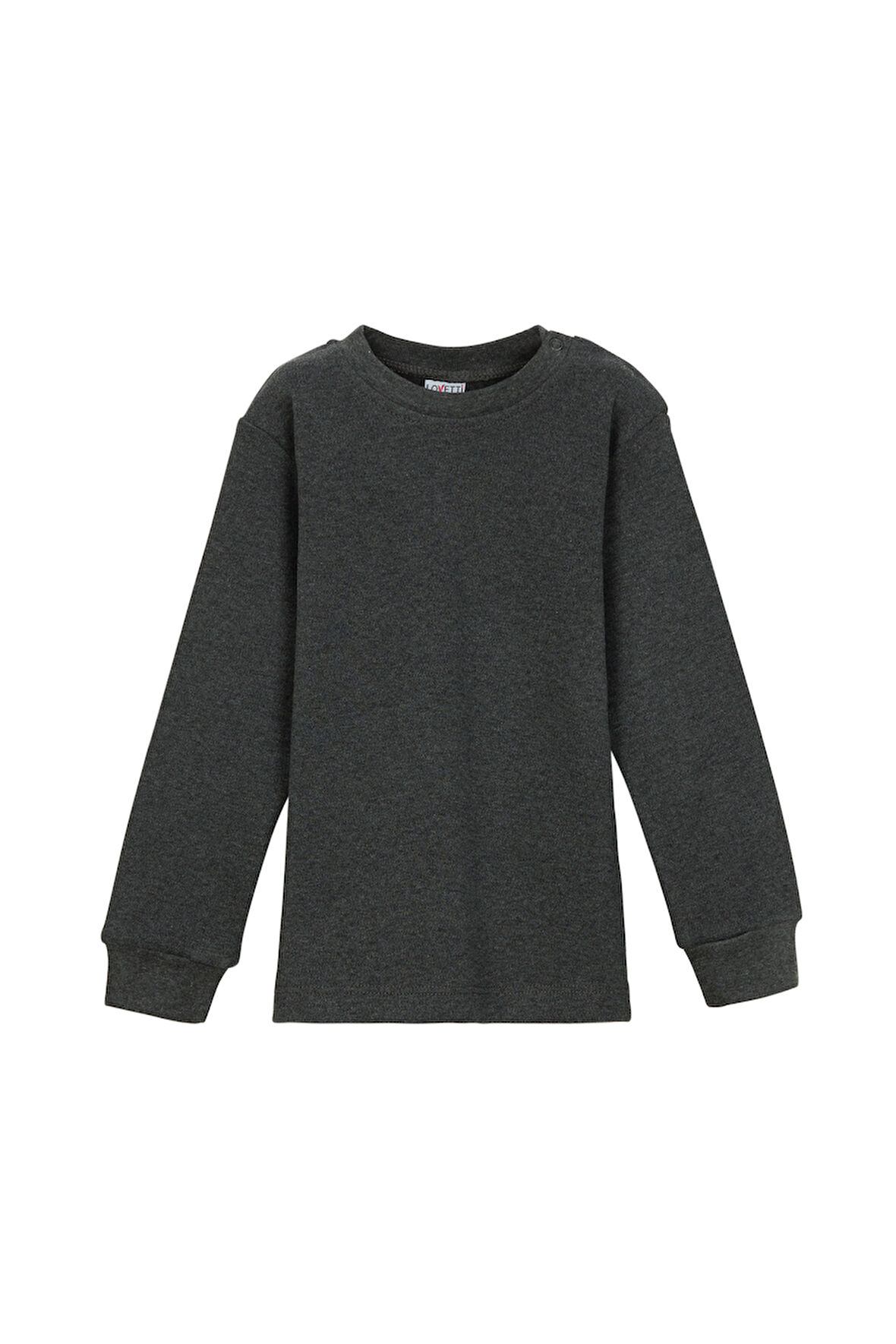 Antrasit Basic Kız Çocuk Çıtçıtlı Sıfır Yaka Kışlık Uzun Kol Tişört