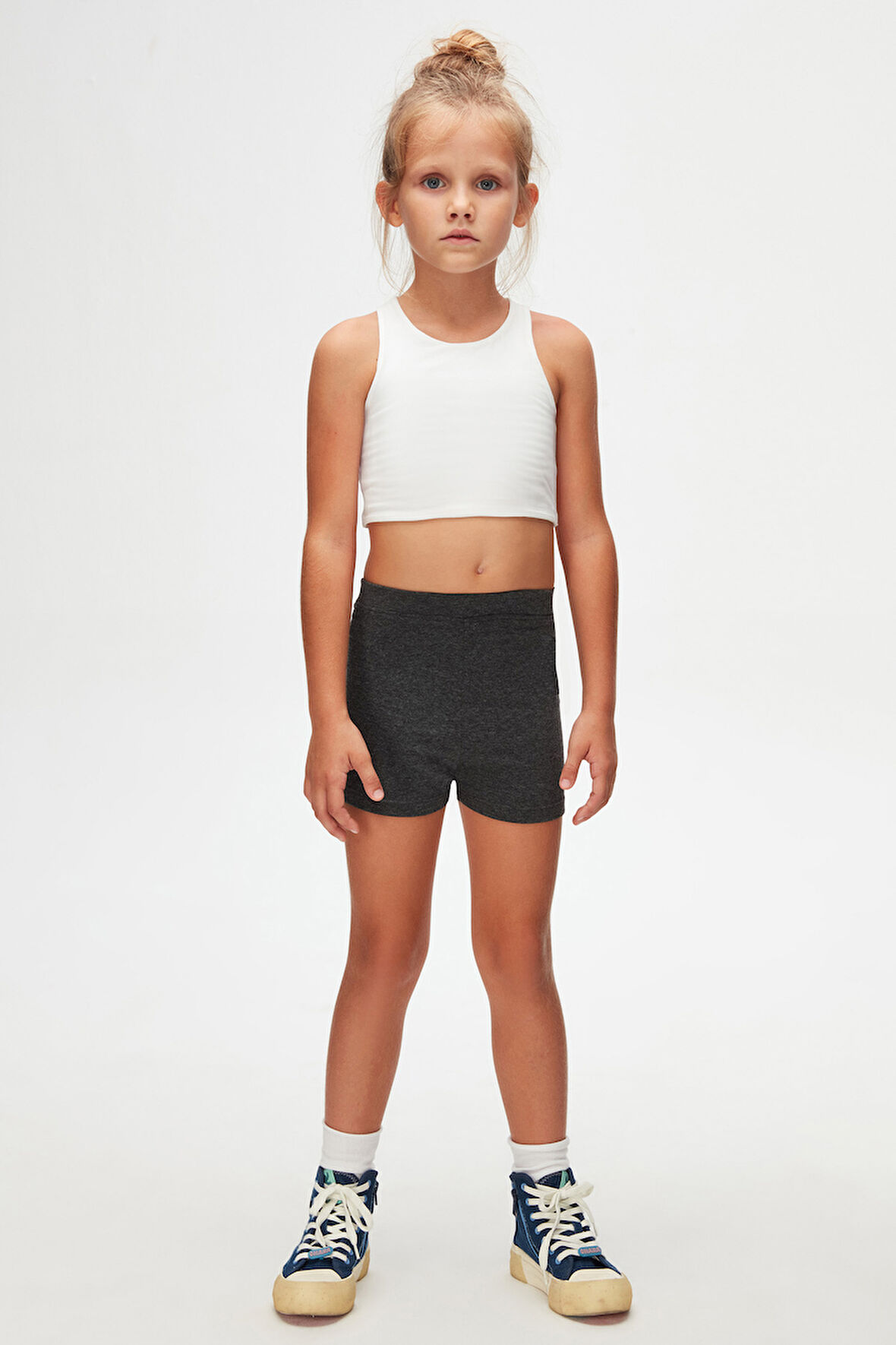 Antrasit Basic Kız Çocuk Dans Şort