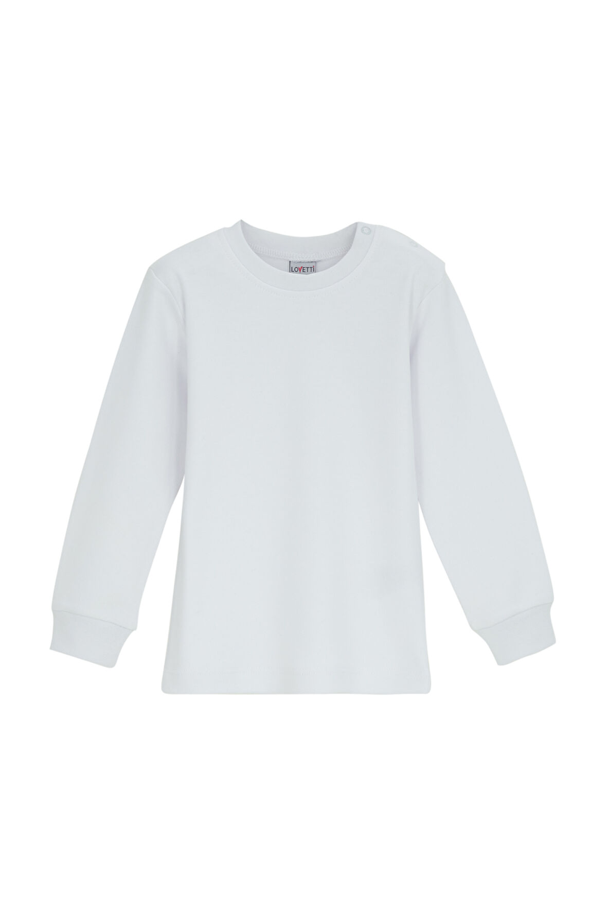 Beyaz Basic Kız Çocuk Çıtçıtlı Sıfır Yaka Kışlık Uzun Kol Tişört