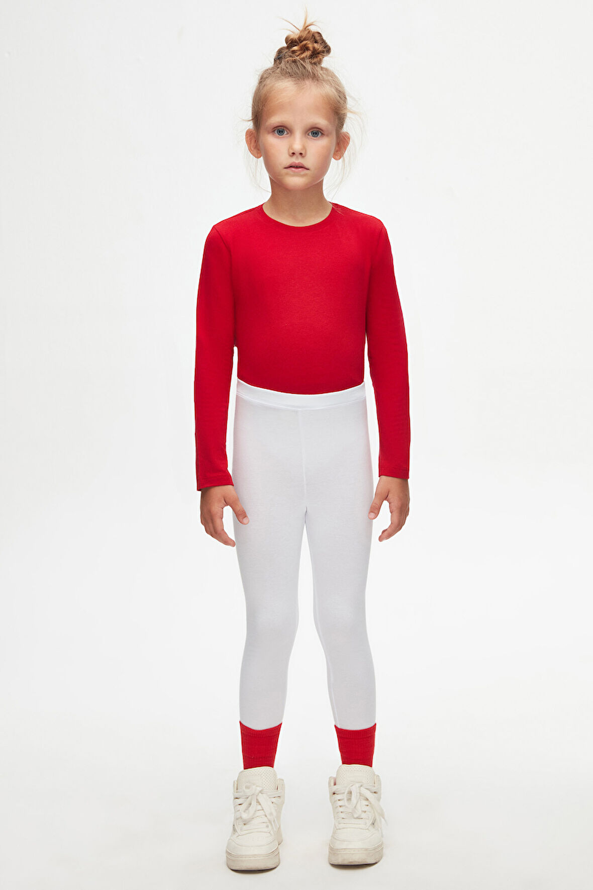 Beyaz Basic Kız Çocuk Yazlık Tayt