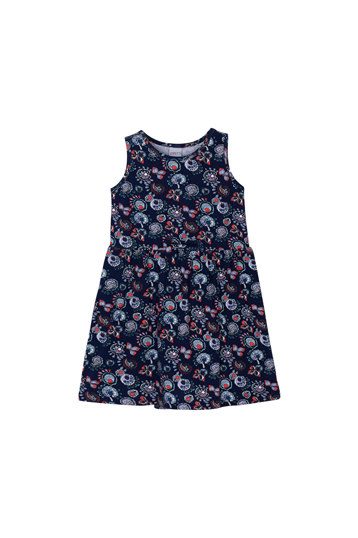 Momordica Kız Çocuk Desenli Kolsuz Elbise