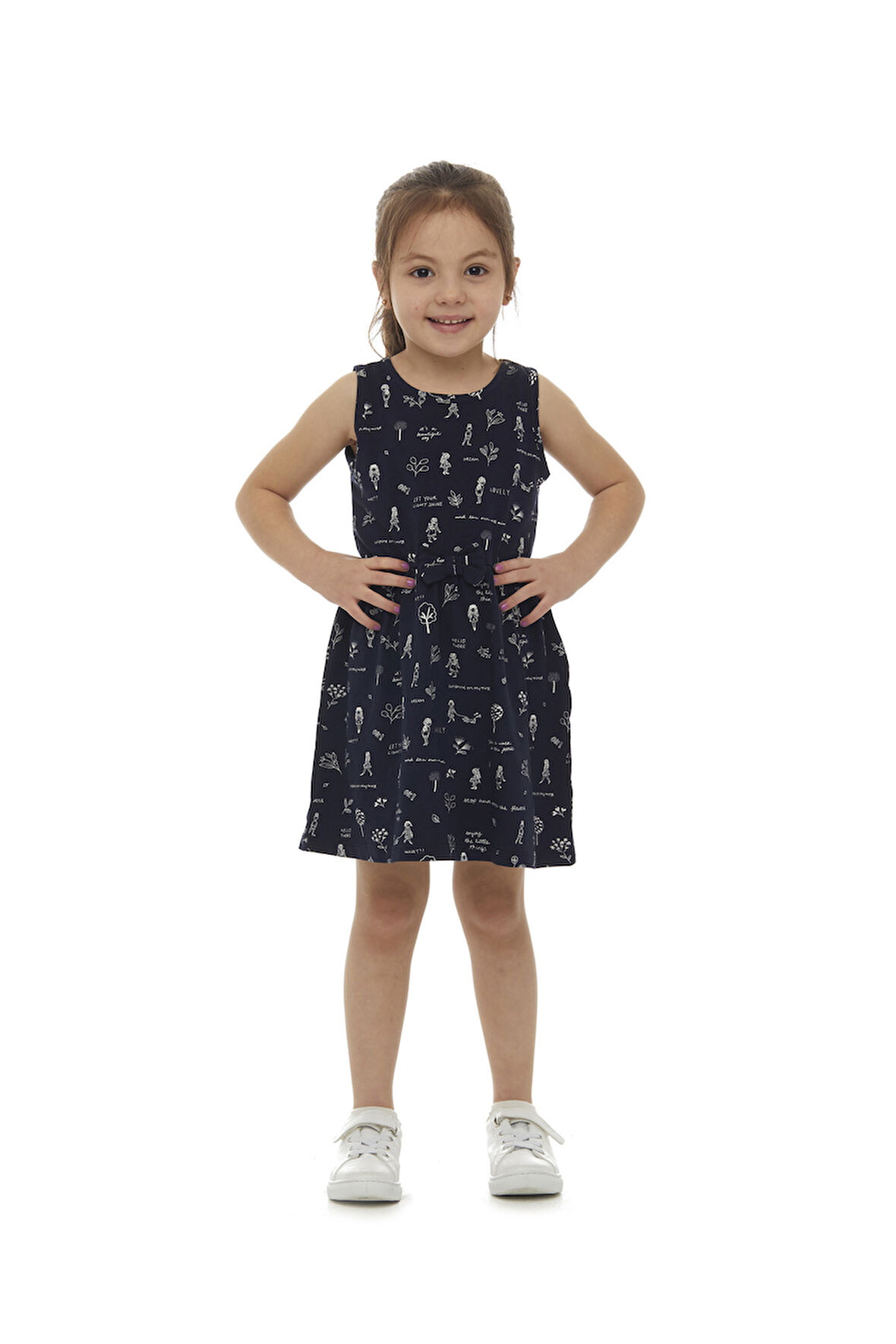 Botanic Love Kız Çocuk Desenli Kolsuz Elbise