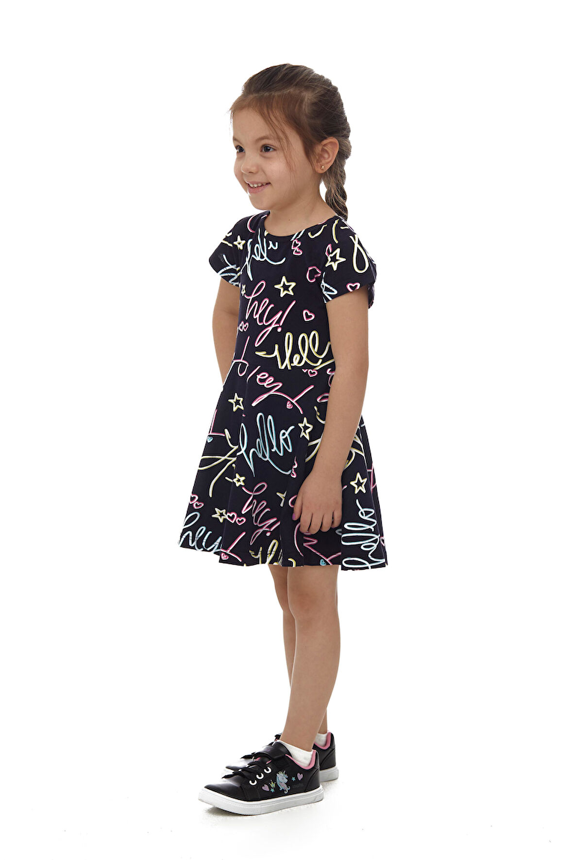 Hey Dude Kız Çocuk Desenli Kısa Kollu Elbise