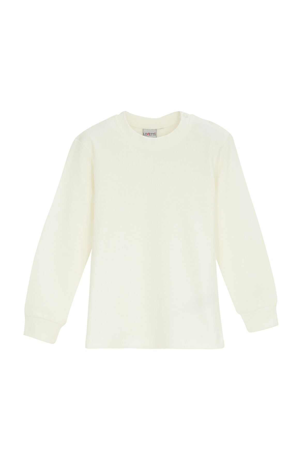 Ekru Basic Kız Çocuk Çıtçıtlı Sıfır Yaka Kışlık Uzun Kol Tişört