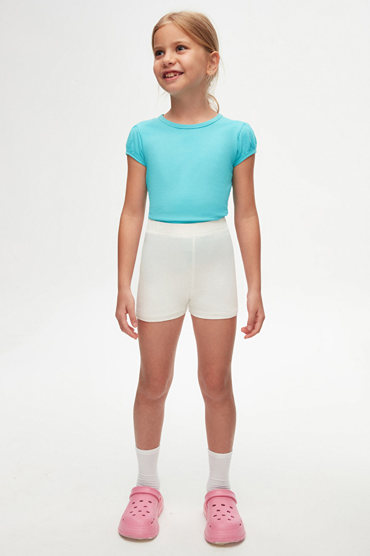 Ekru Basic Kız Çocuk Dans Şort