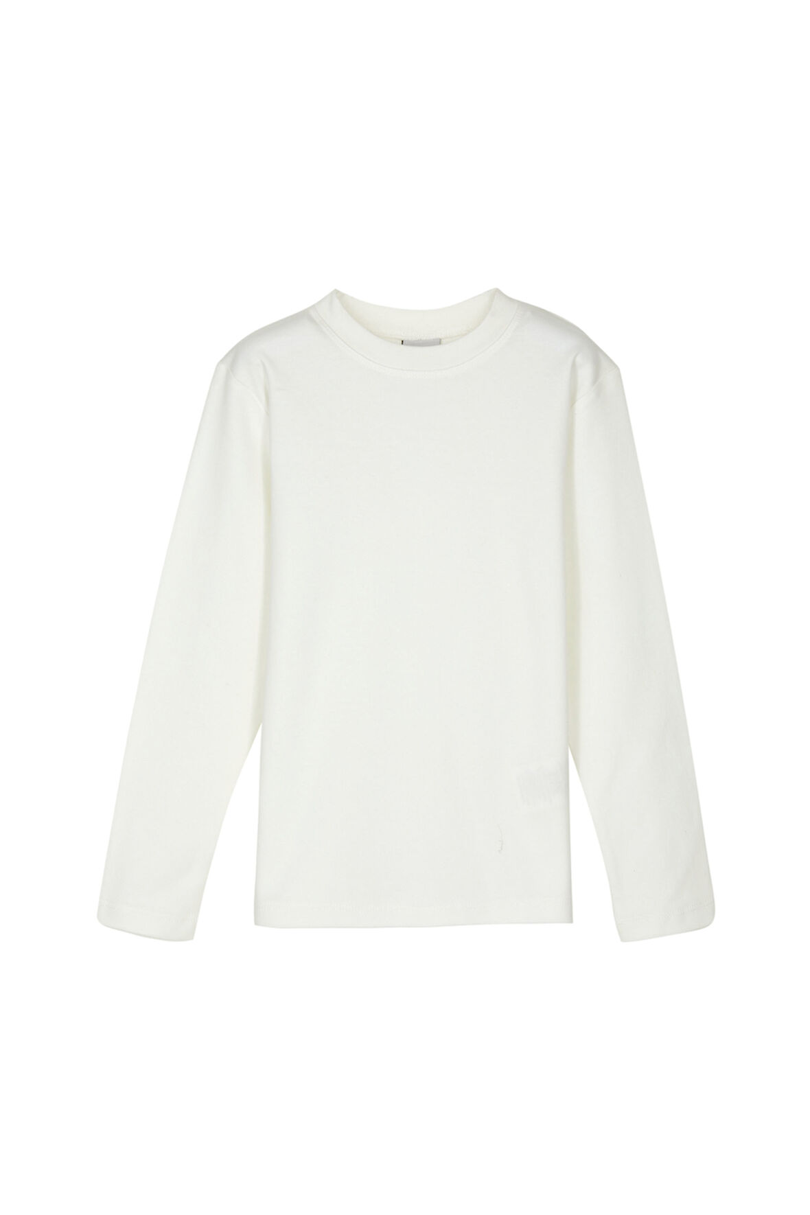 Ekru Basic Unisex Çocuk Kışlık Sıfır Yaka Uzun Kollu Tişört