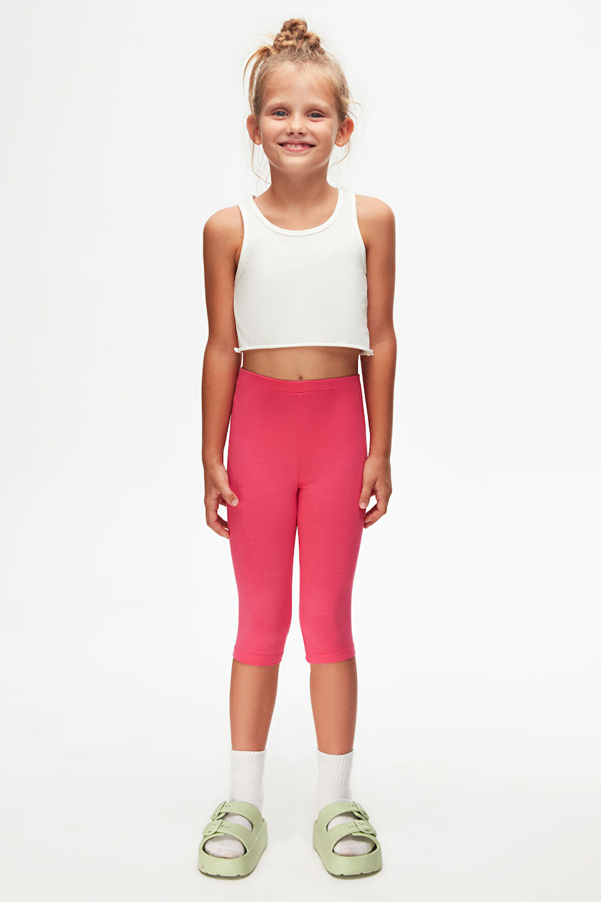 Fuşya Basic Kız Çocuk Diz Altı Tayt Kapri