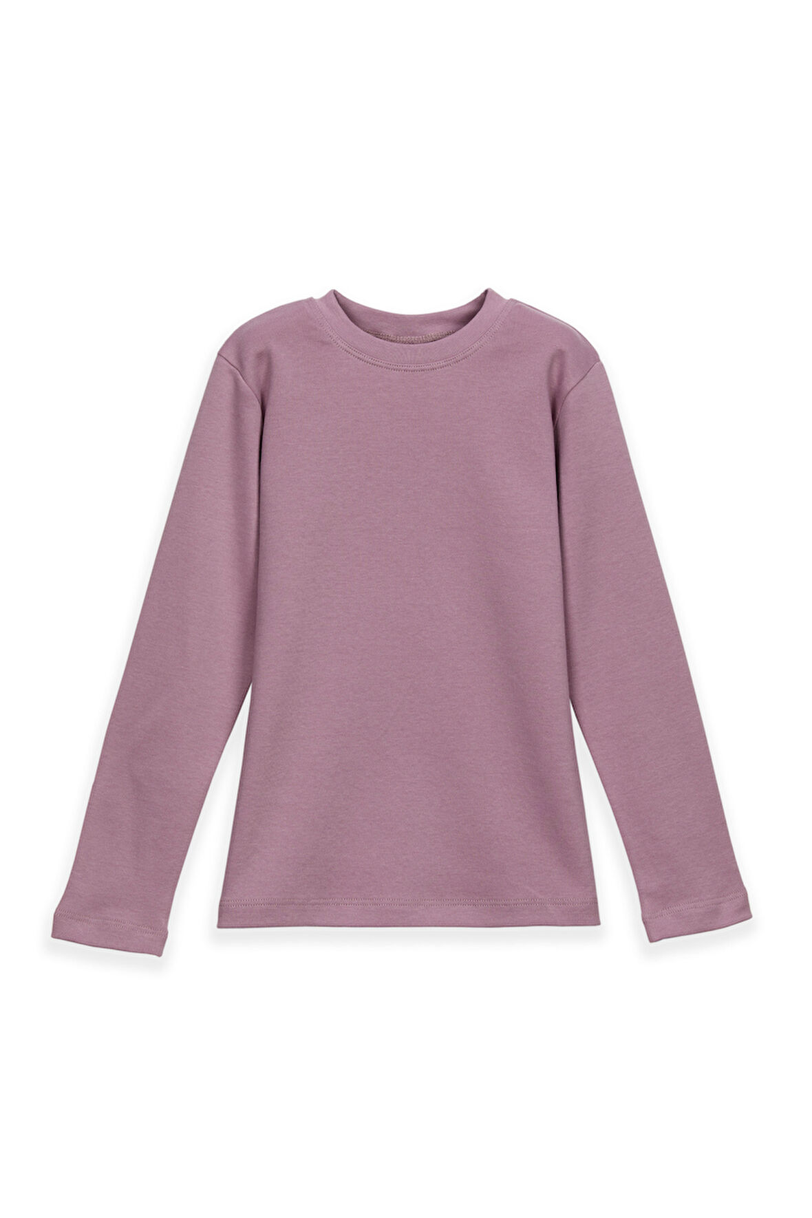 Gül Kurusu Basic Kışlık Sıfır Yaka Uzun Kollu Kız Çocuk Tişört