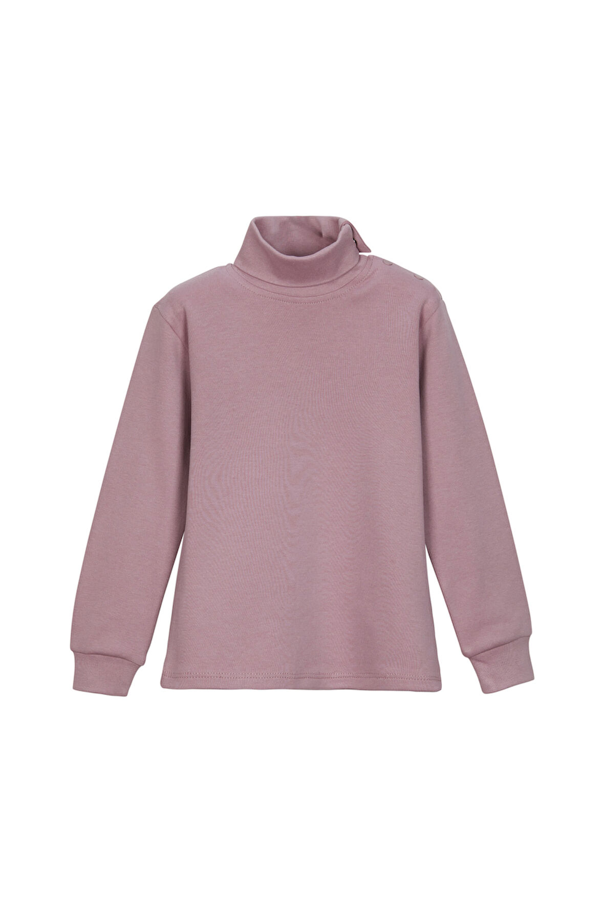 Gül Kurusu Basic Kız Çocuk Çıtçıtlı Tam Balıkçı Yaka Şardonlu Kışlık Uzun Kollu Tişört