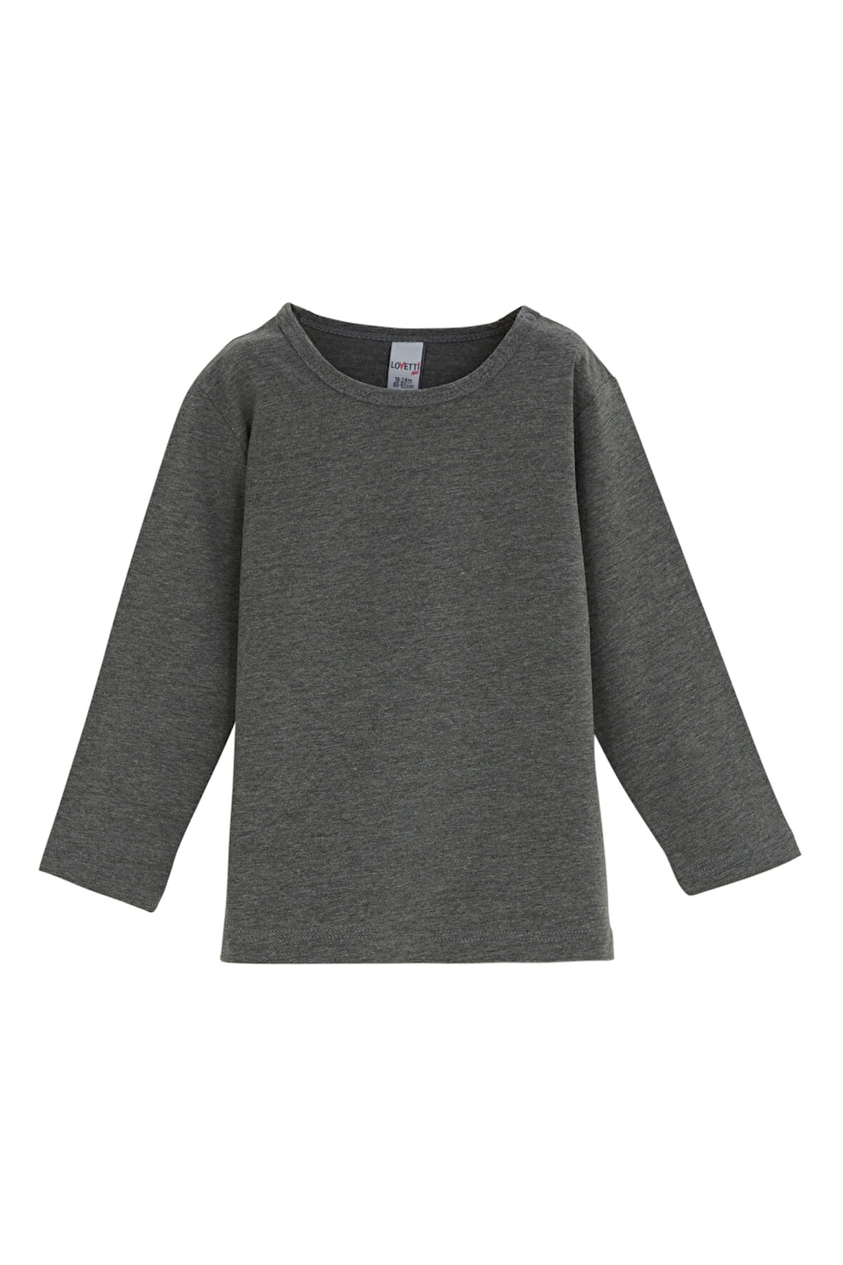 Koyu Gri Basic  Çıtçıtlı Uzun Kollu Bebek Tişört