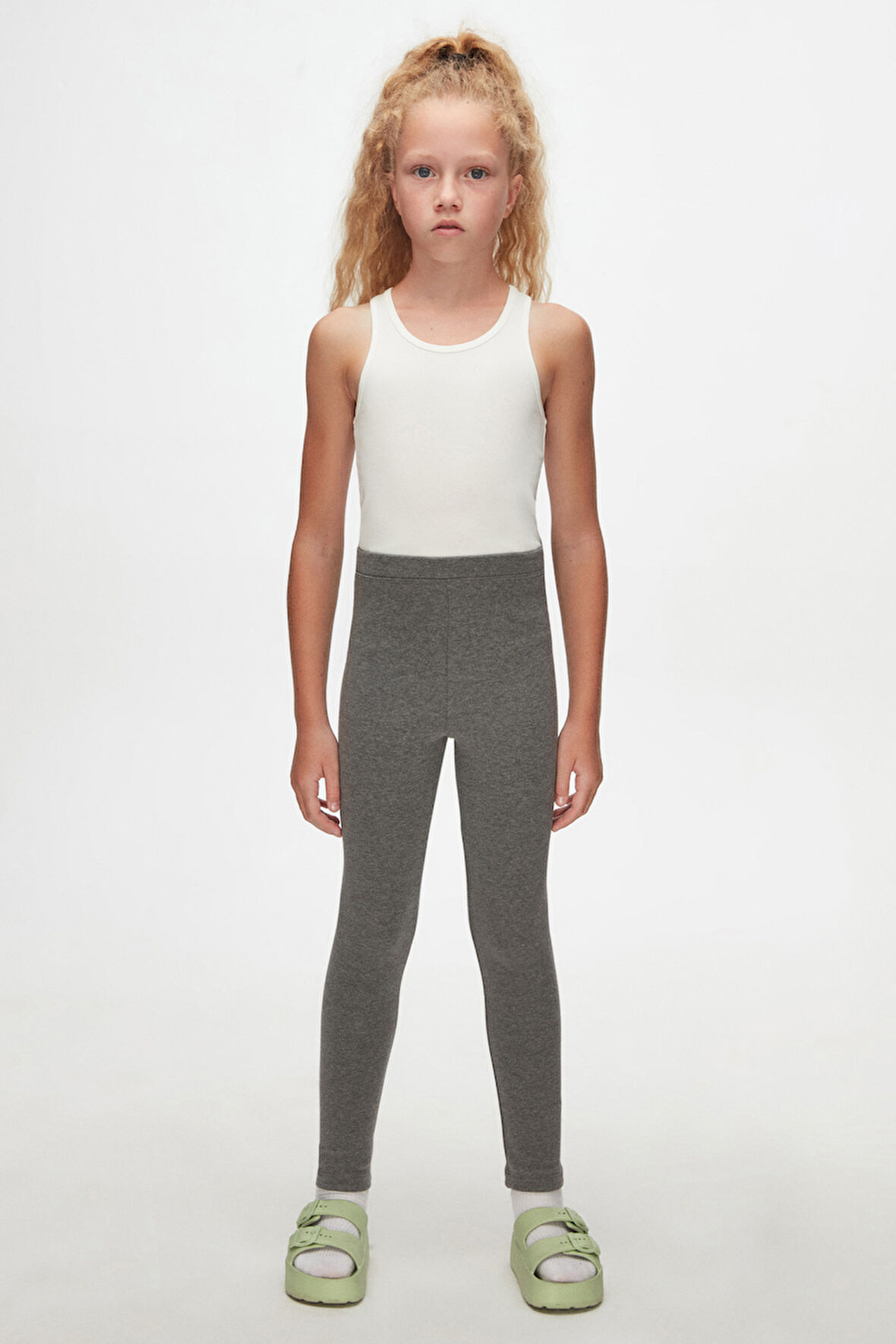 Koyu Gri Basic Kız Çocuk Kışlık Tayt