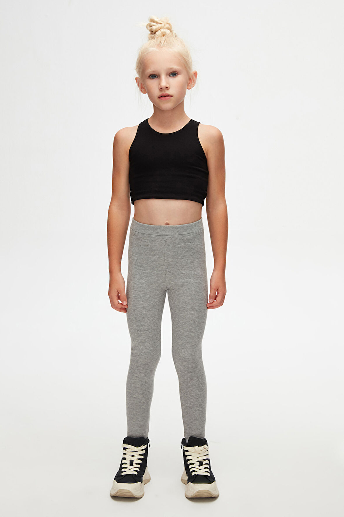Gri Basic Kız Çocuk Kışlık Tayt