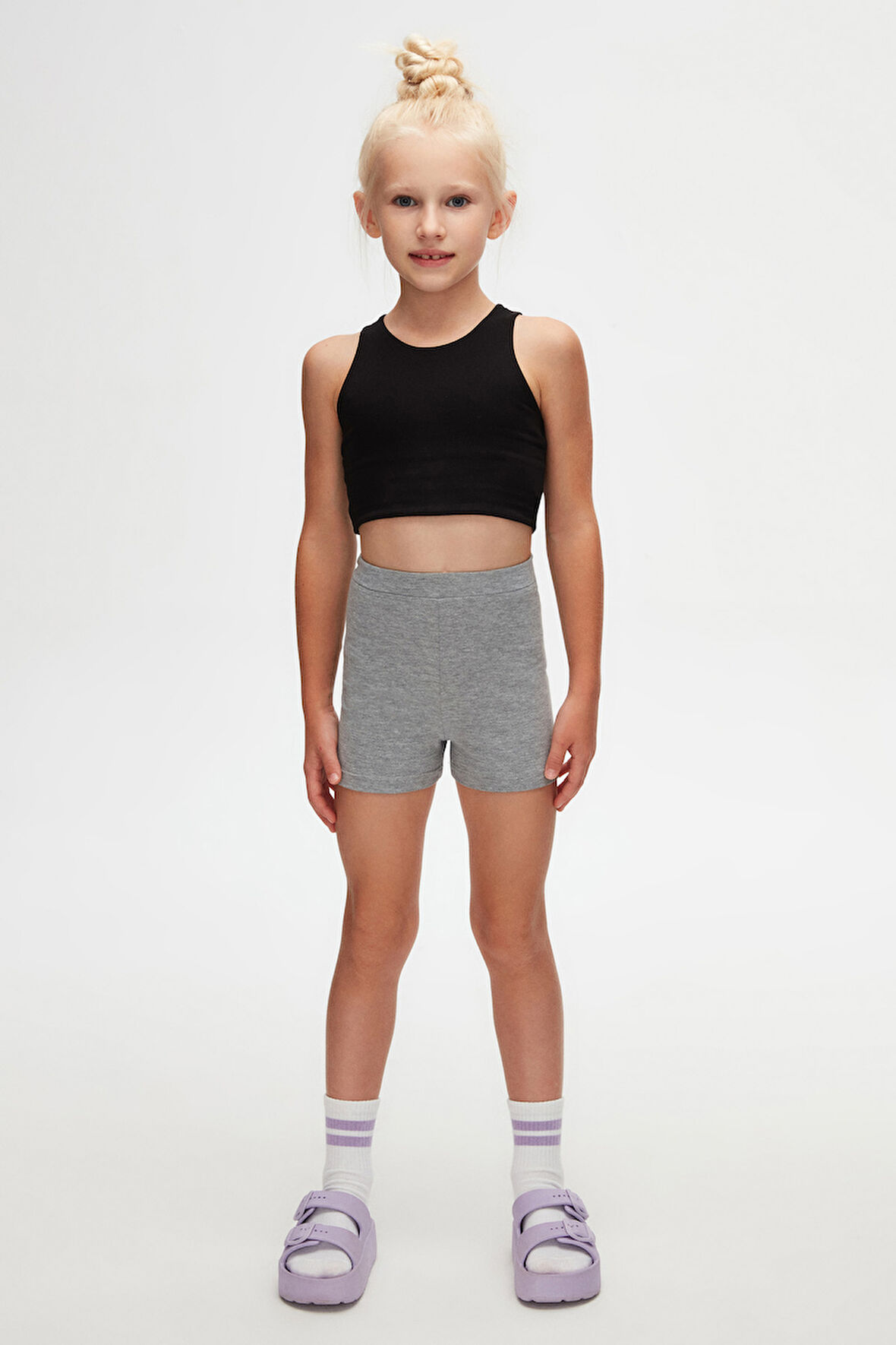 Gri Basic Kız Çocuk Dans Şort