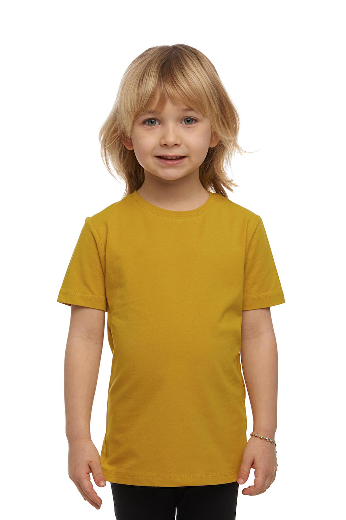 Hardal Basic Unisex Çocuk Sıfır Yaka Kısa Kollu Tişört