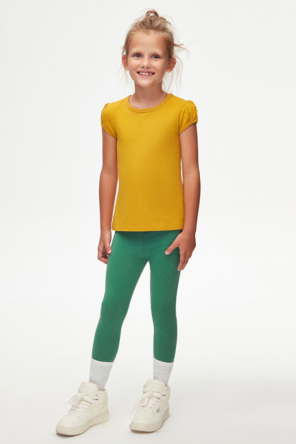 Hardal Basic Kız Çocuk Sıfır Yaka Karpuz Kol Tişört