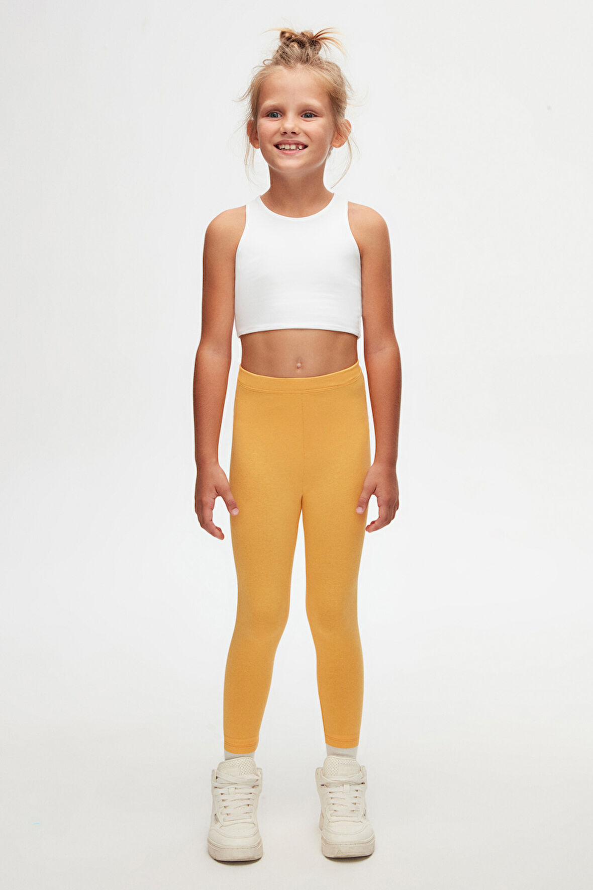 Kavun Sarı Basic Kız Çocuk Yazlık Tayt