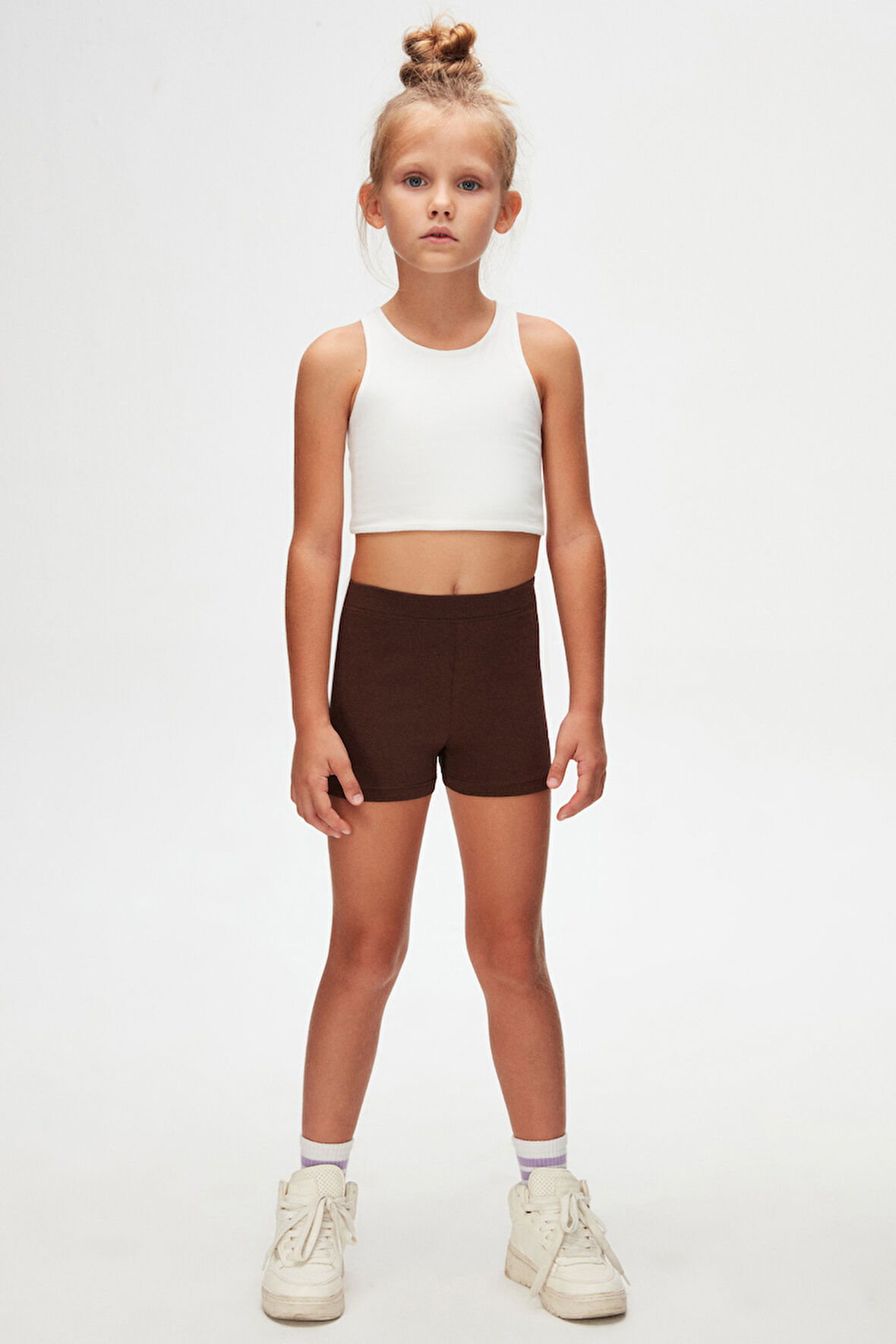 Kahverengi Basic Kız Çocuk Dans Şort