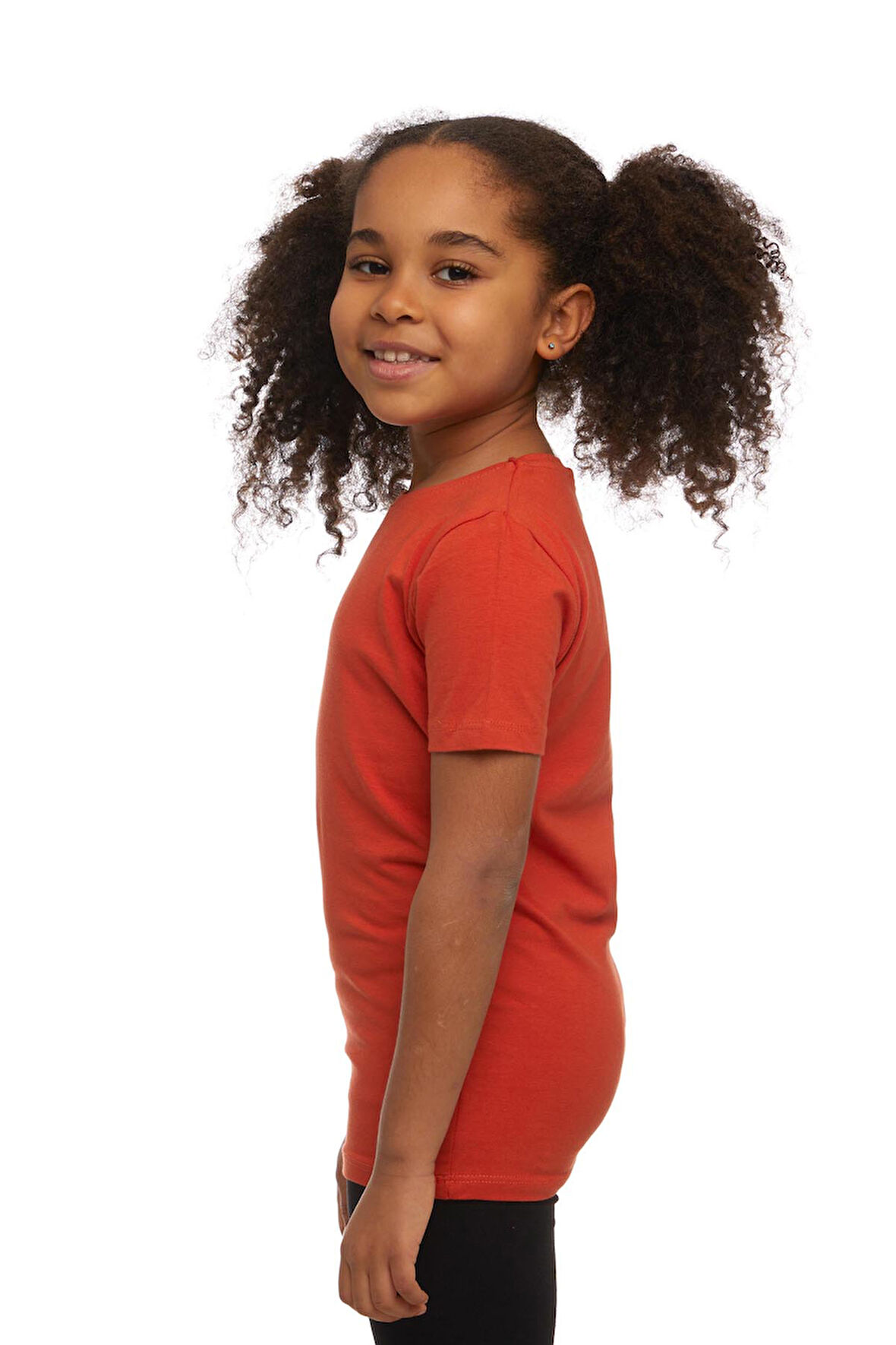 Kiremit Basic Unisex Çocuk Sıfır Yaka Kısa Kollu Tişört