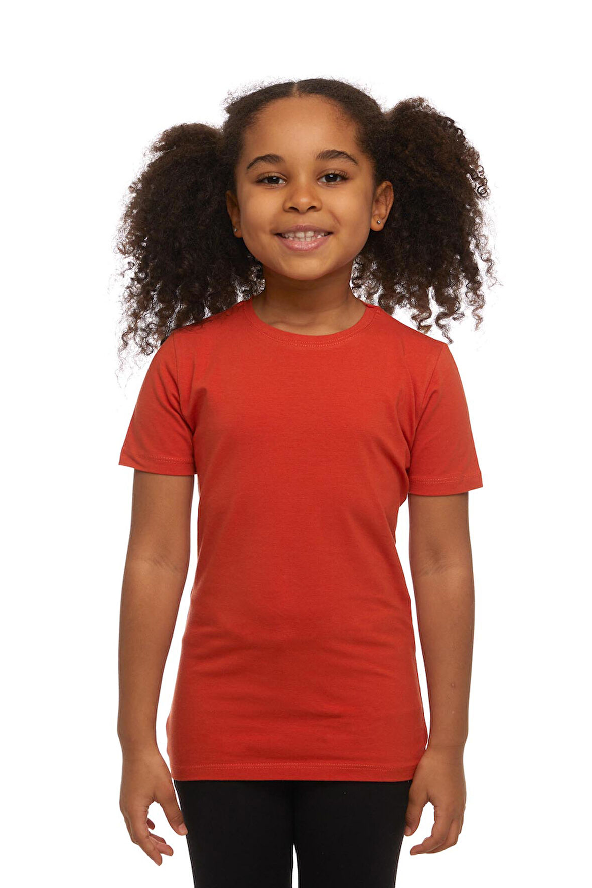Kiremit Basic Unisex Çocuk Sıfır Yaka Kısa Kollu Tişört