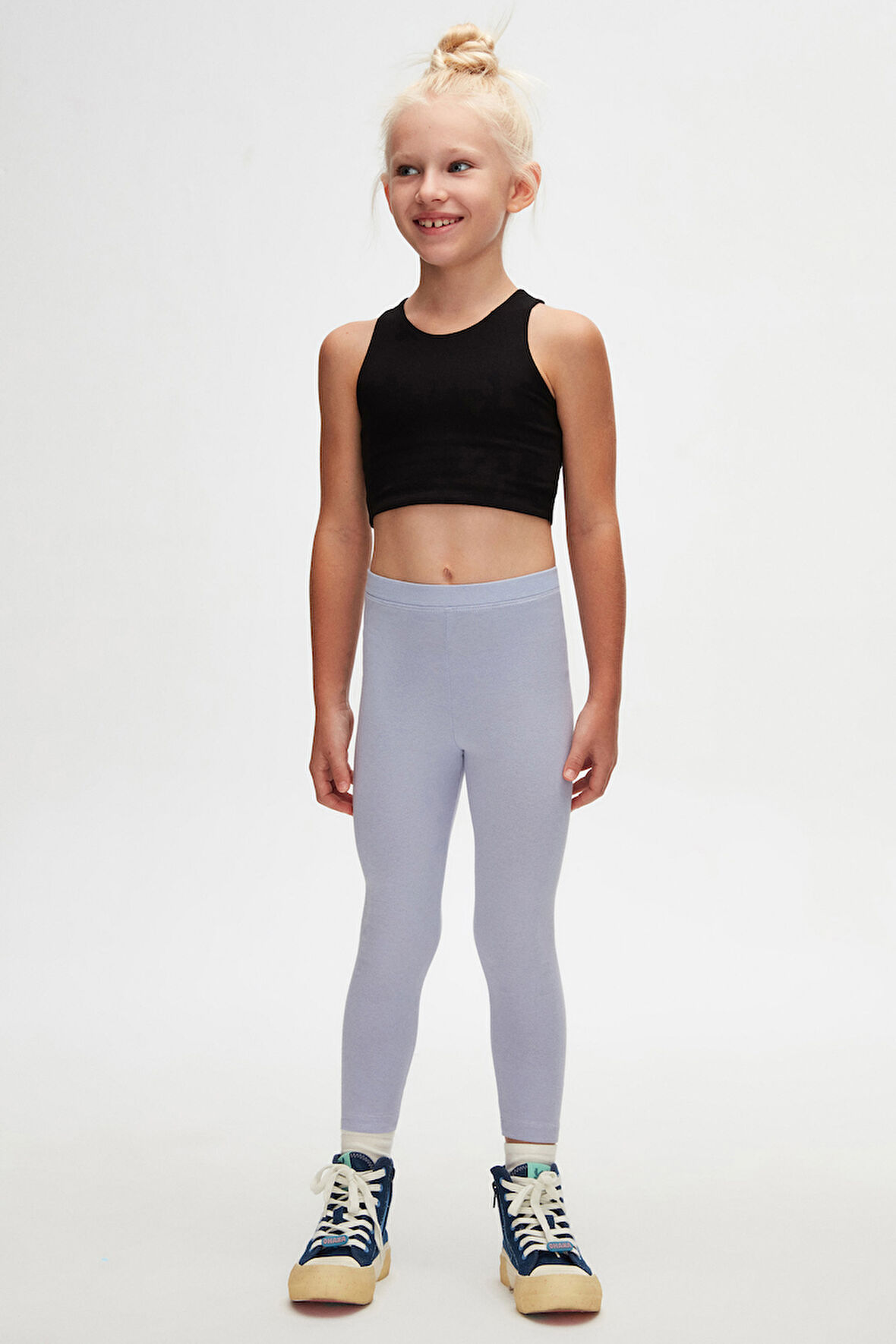 Açık Lila Basic Kız Çocuk Yazlık Tayt