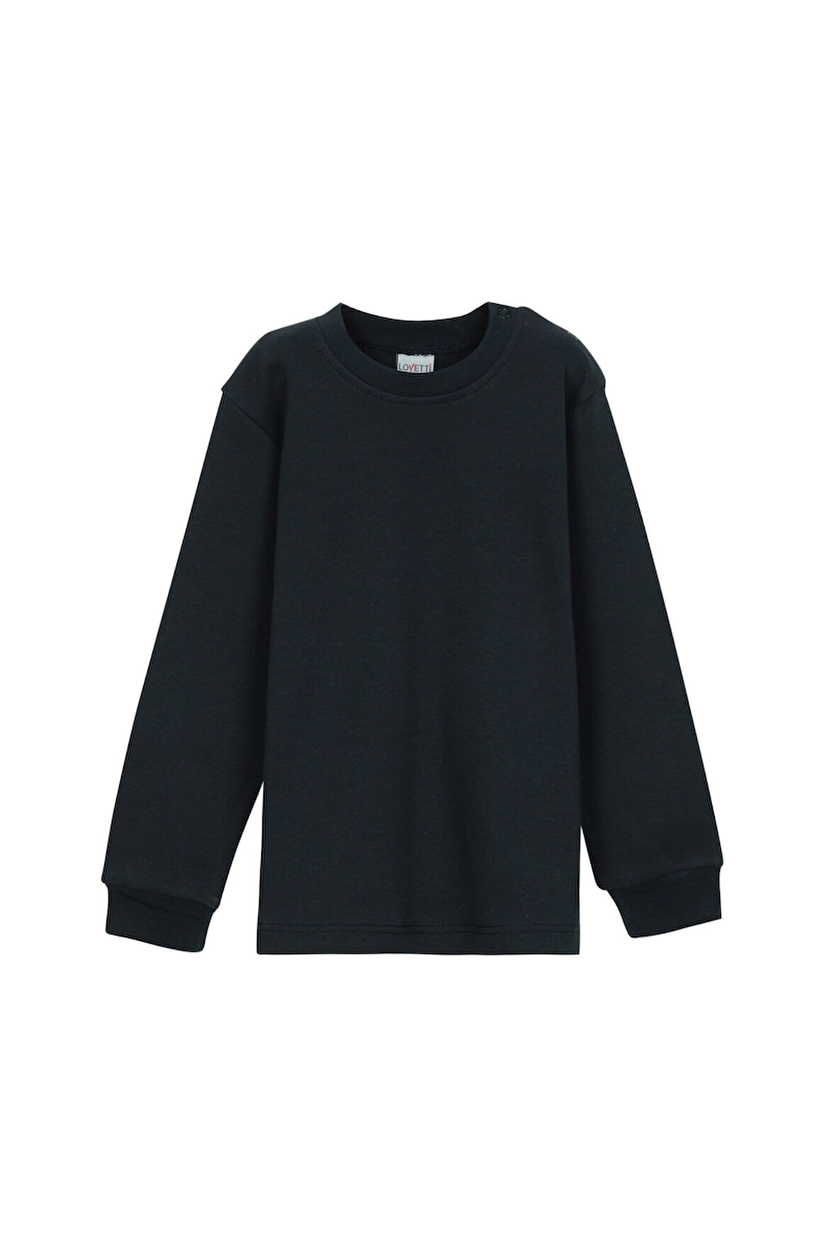 Koyu Lacivert Basic Kız Bebek Çıtçıtlı Yaka Kışlık Uzun Kollu Tişört