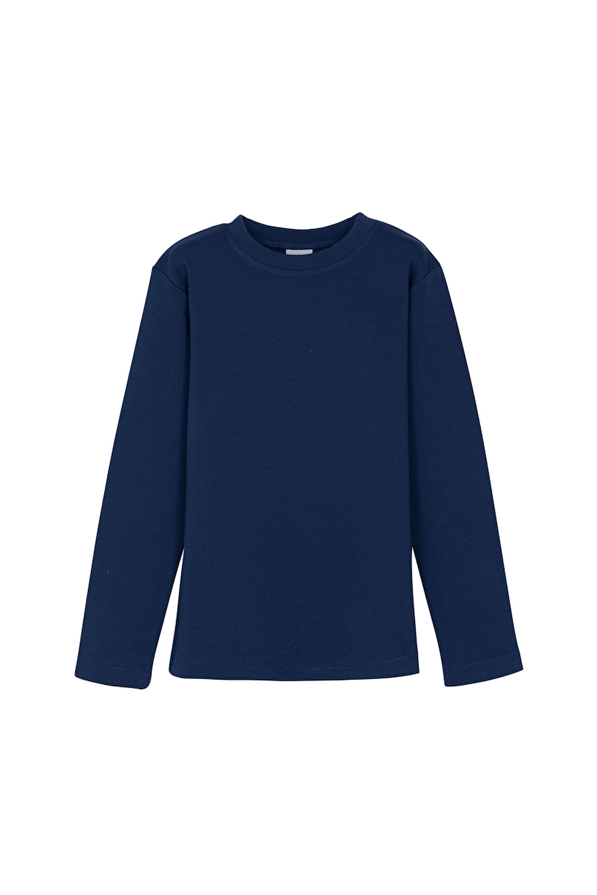 Açık Lacivert Basic Kışlık Sıfır Yaka Uzun Kollu Kız Çocuk Tişört