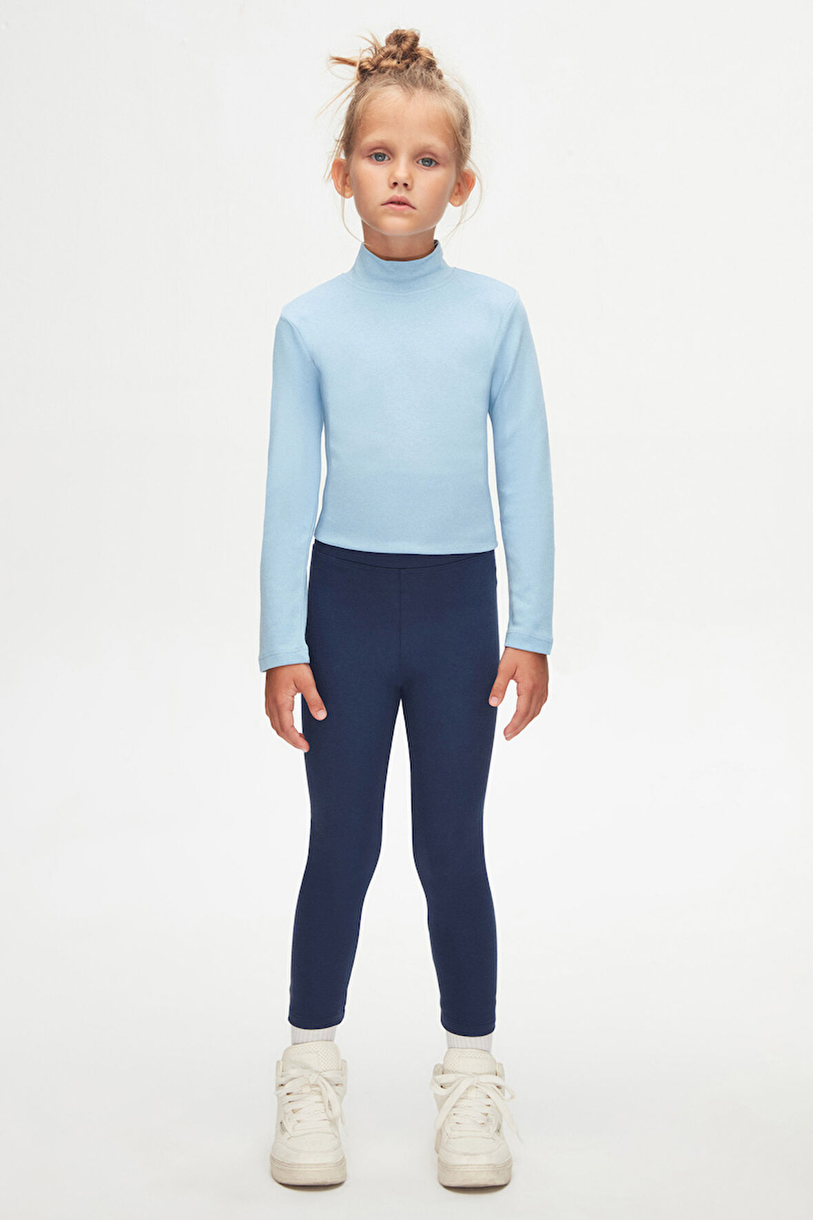 Açık Lacivert Basic Kız Çocuk Kışlık Tayt