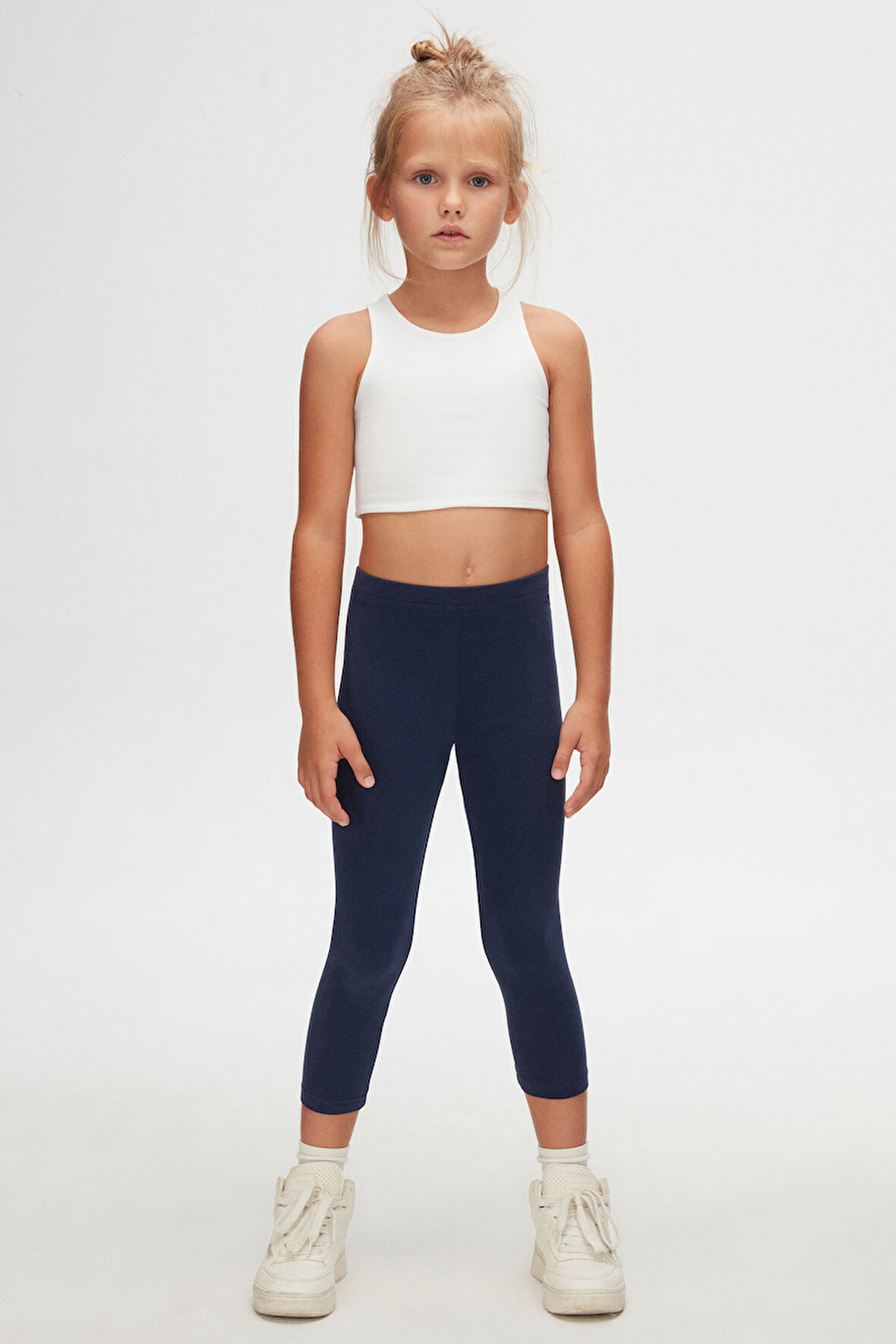 Açık Lacivert Basic Kız Çocuk Yazlık Tayt