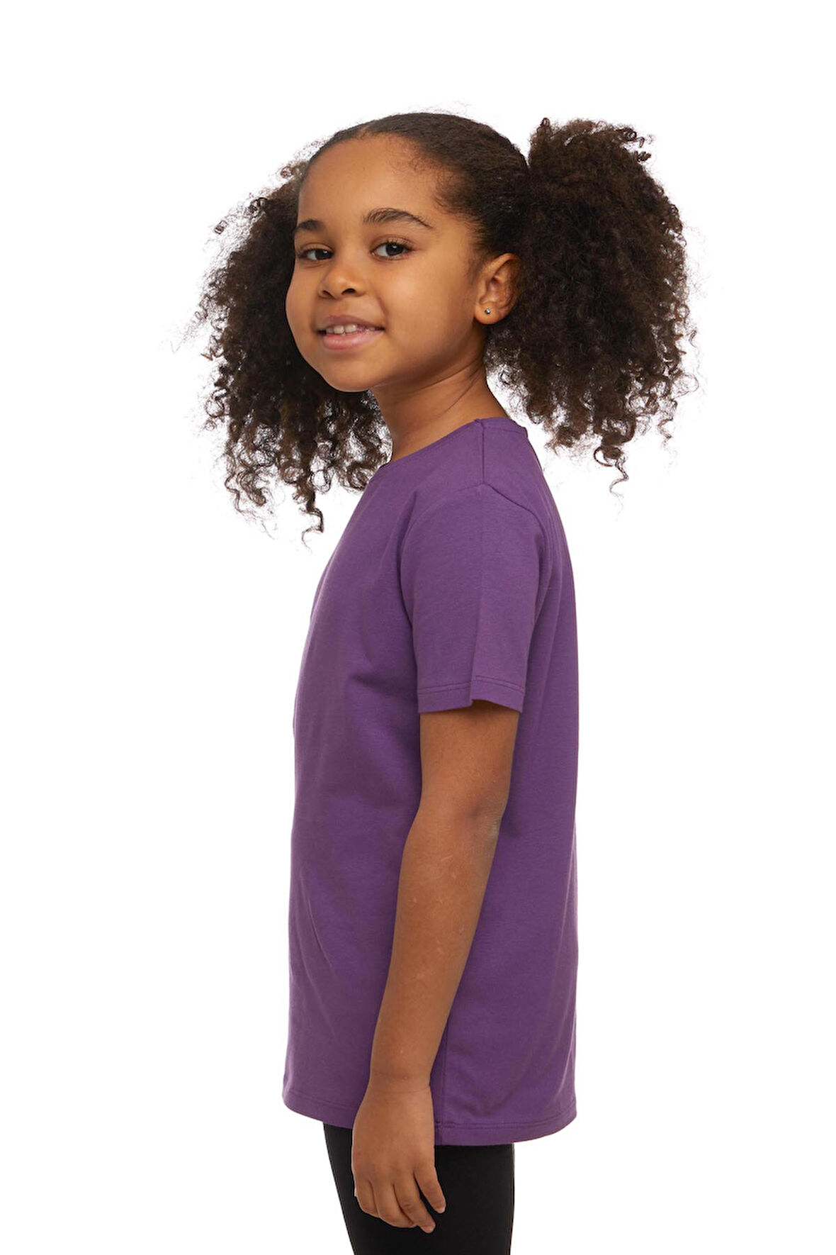 Mor Basic Unisex Çocuk Sıfır Yaka Kısa Kollu Tişört