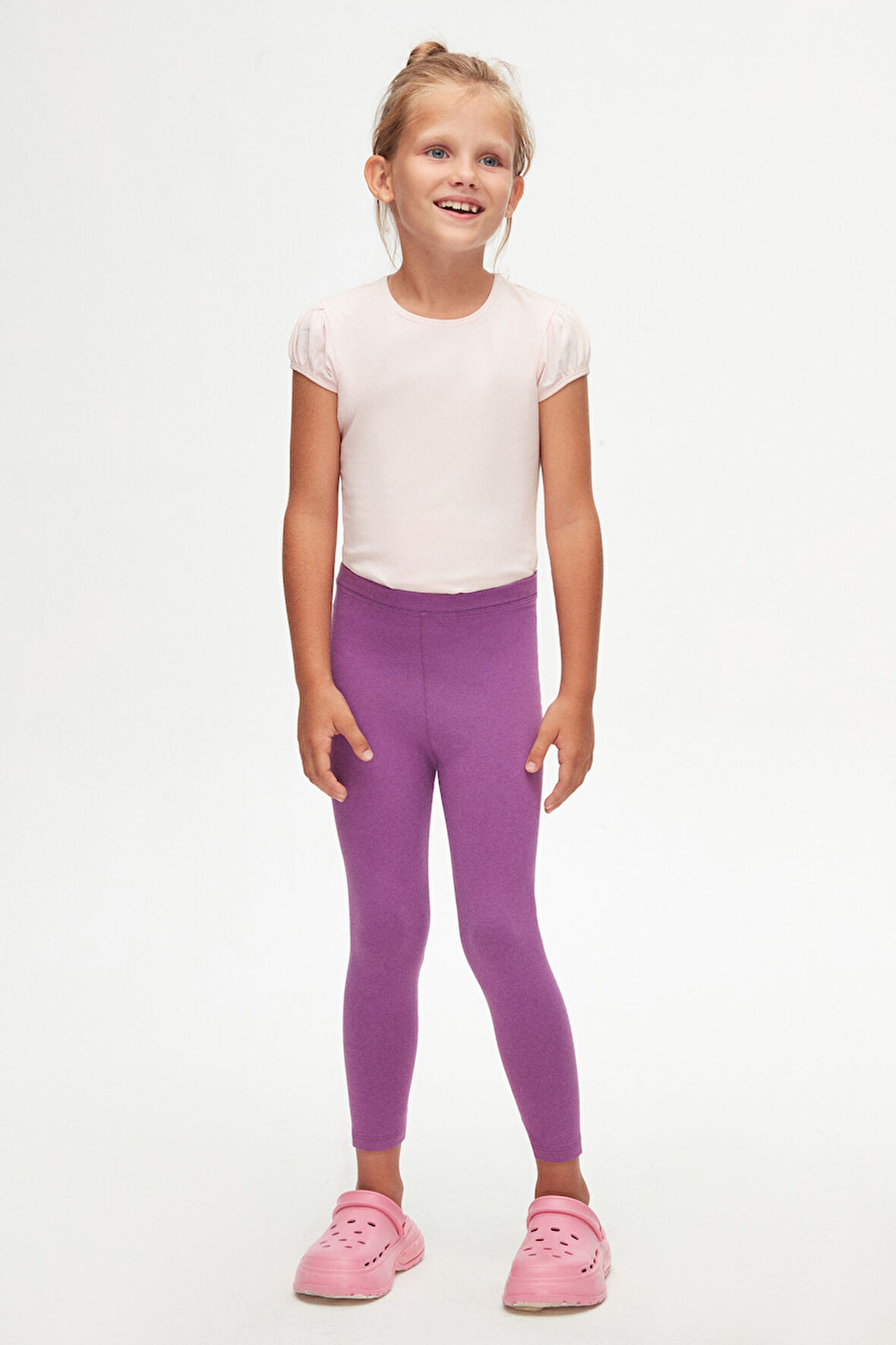 Açık Mor Basic Kız Çocuk Yazlık Tayt