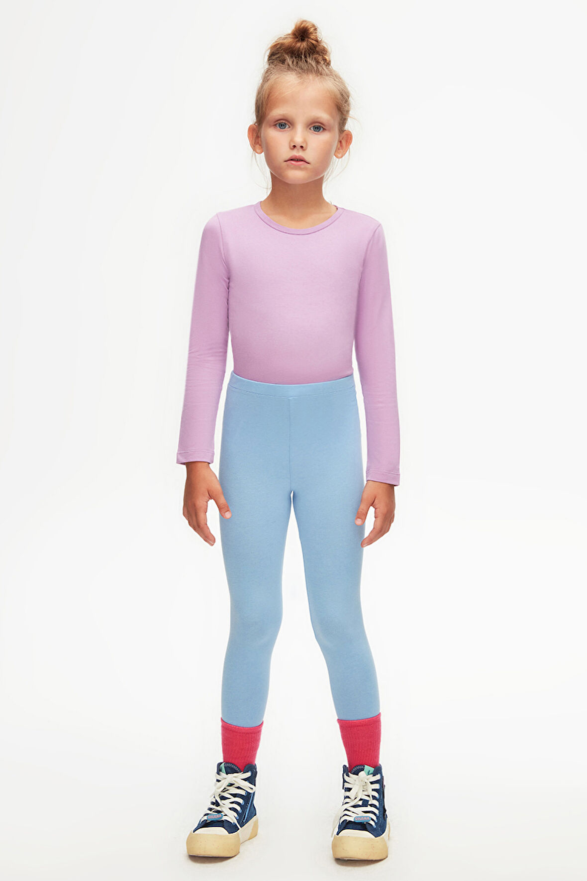 Koyu Mavi Basic Kız Çocuk Yazlık Tayt