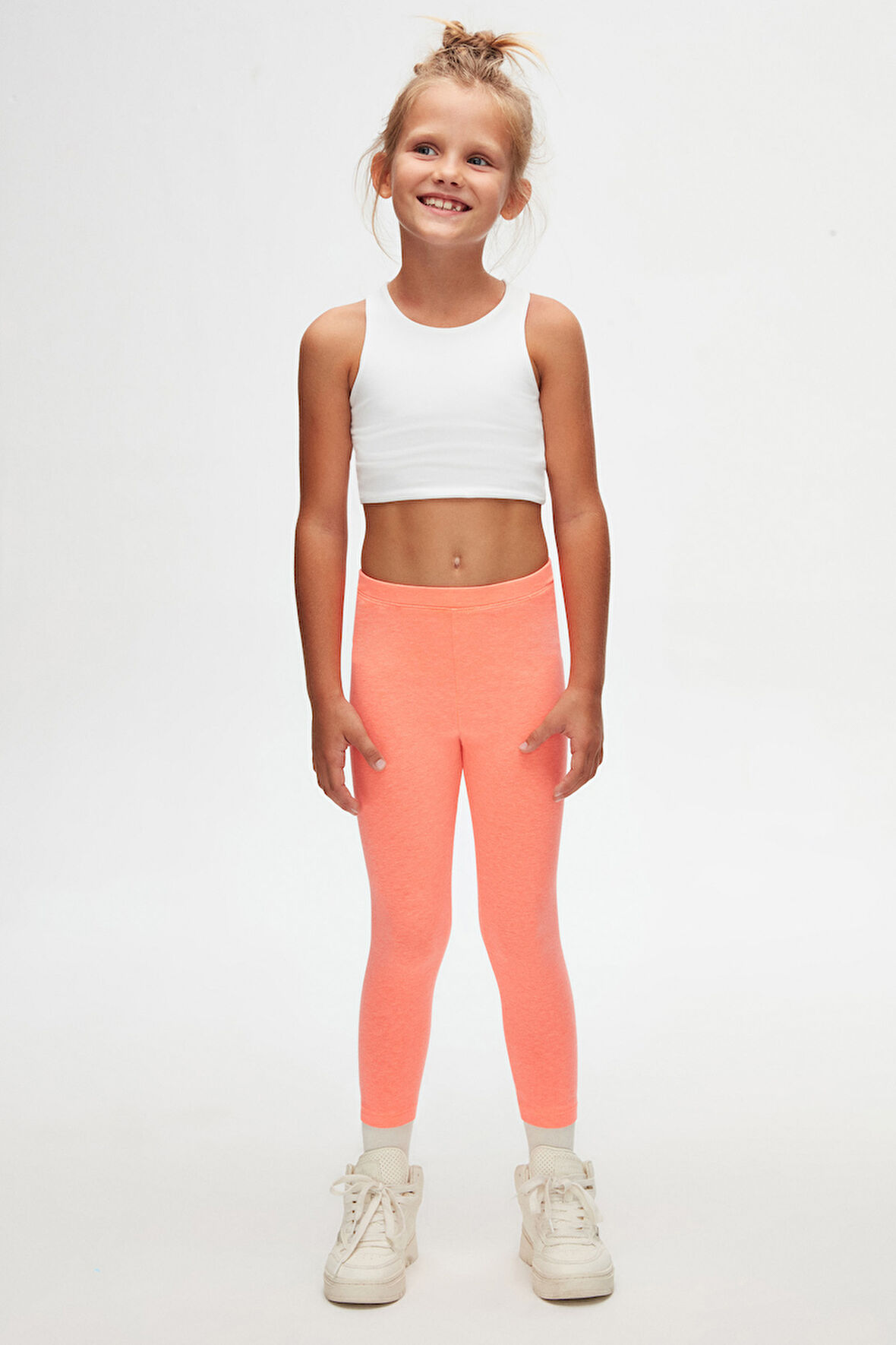 Fosfor Turuncu Basic Kız Çocuk Yazlık Tayt