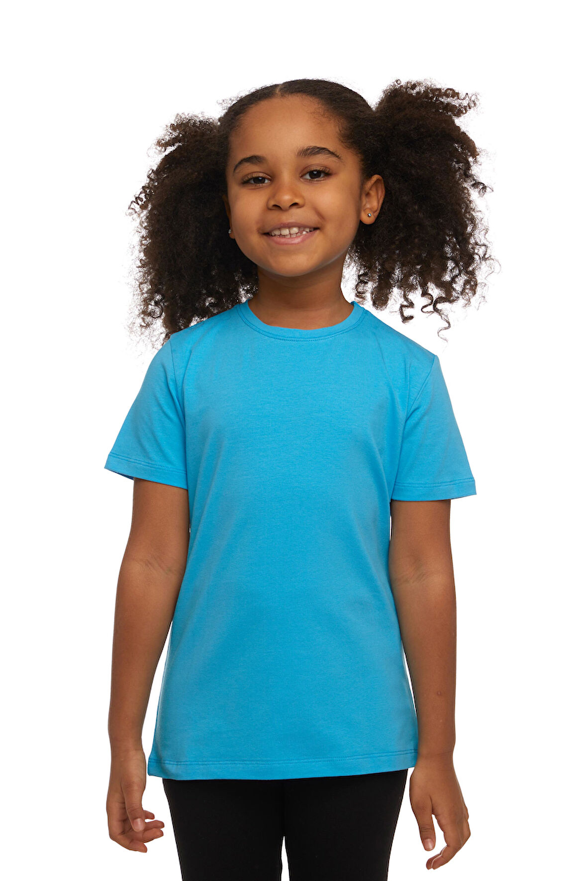 Okyanus Mavi Unısex Sıfır Yaka Kısa Kollu Tişört