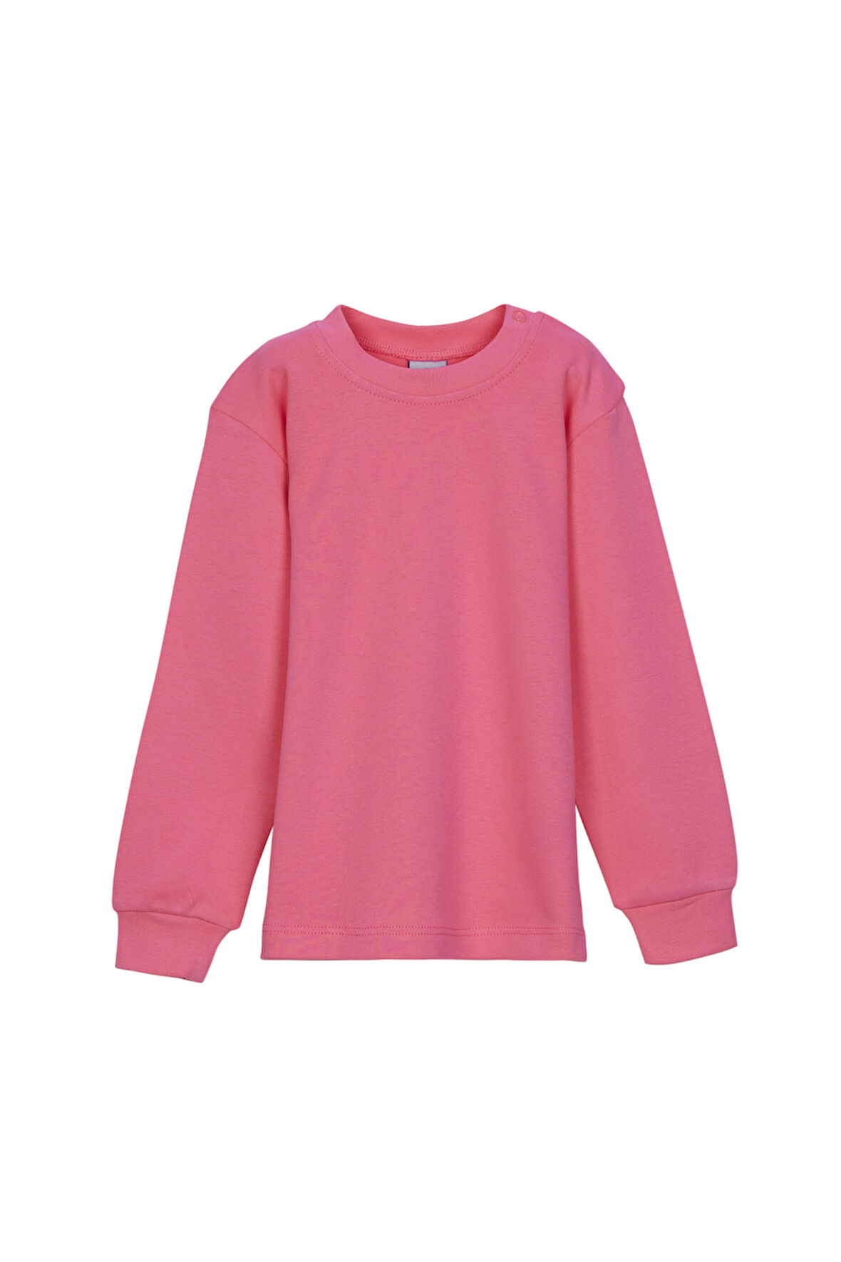 Şeker pembe Basic Kız Çocuk Çıtçıtlı Sıfır Yaka Kışlık Uzun Kol Tişört
