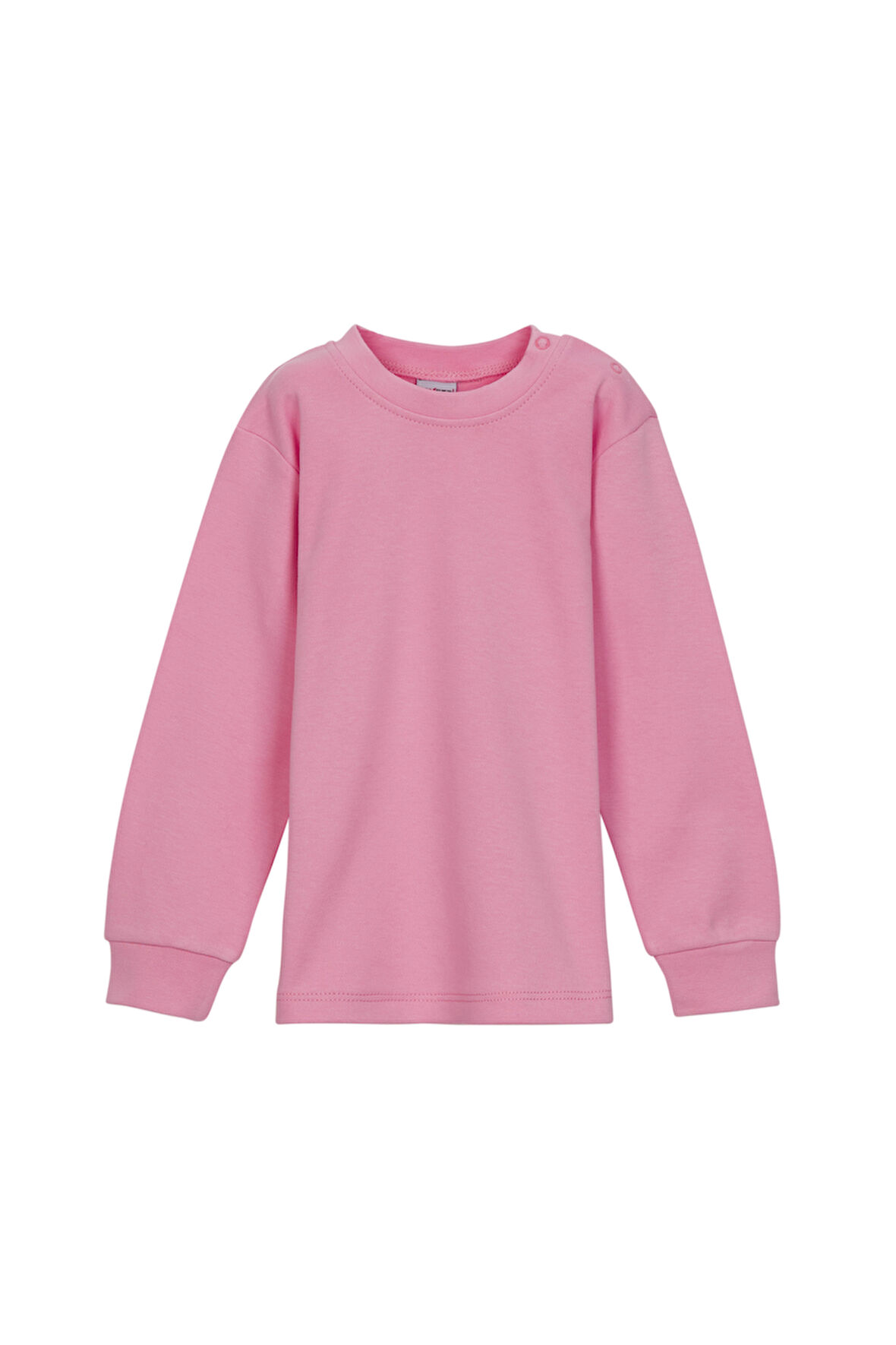 Pembe Basic Kız Çocuk Çıtçıtlı Sıfır Yaka Kışlık Uzun Kol Tişört