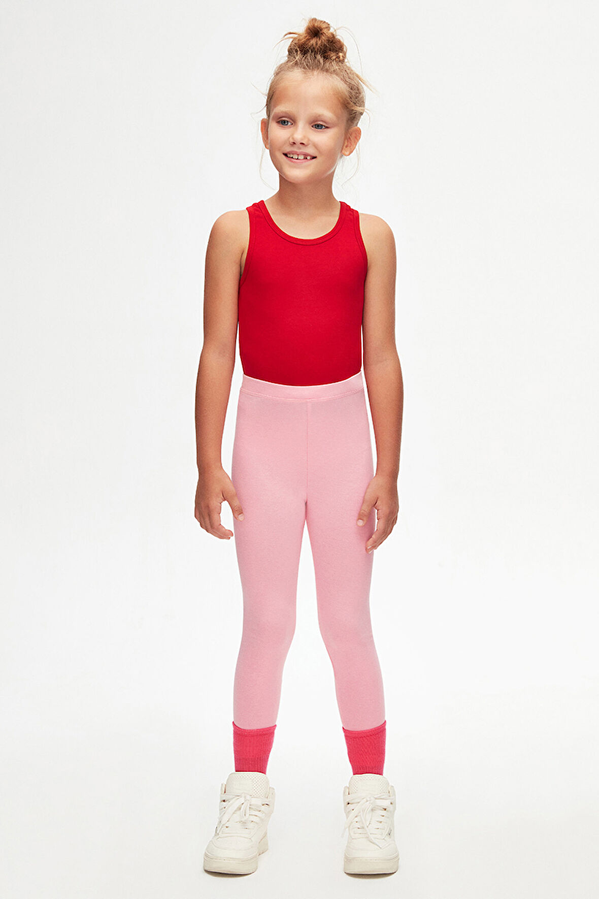 Pembe Basic Kız Çocuk Yazlık Tayt