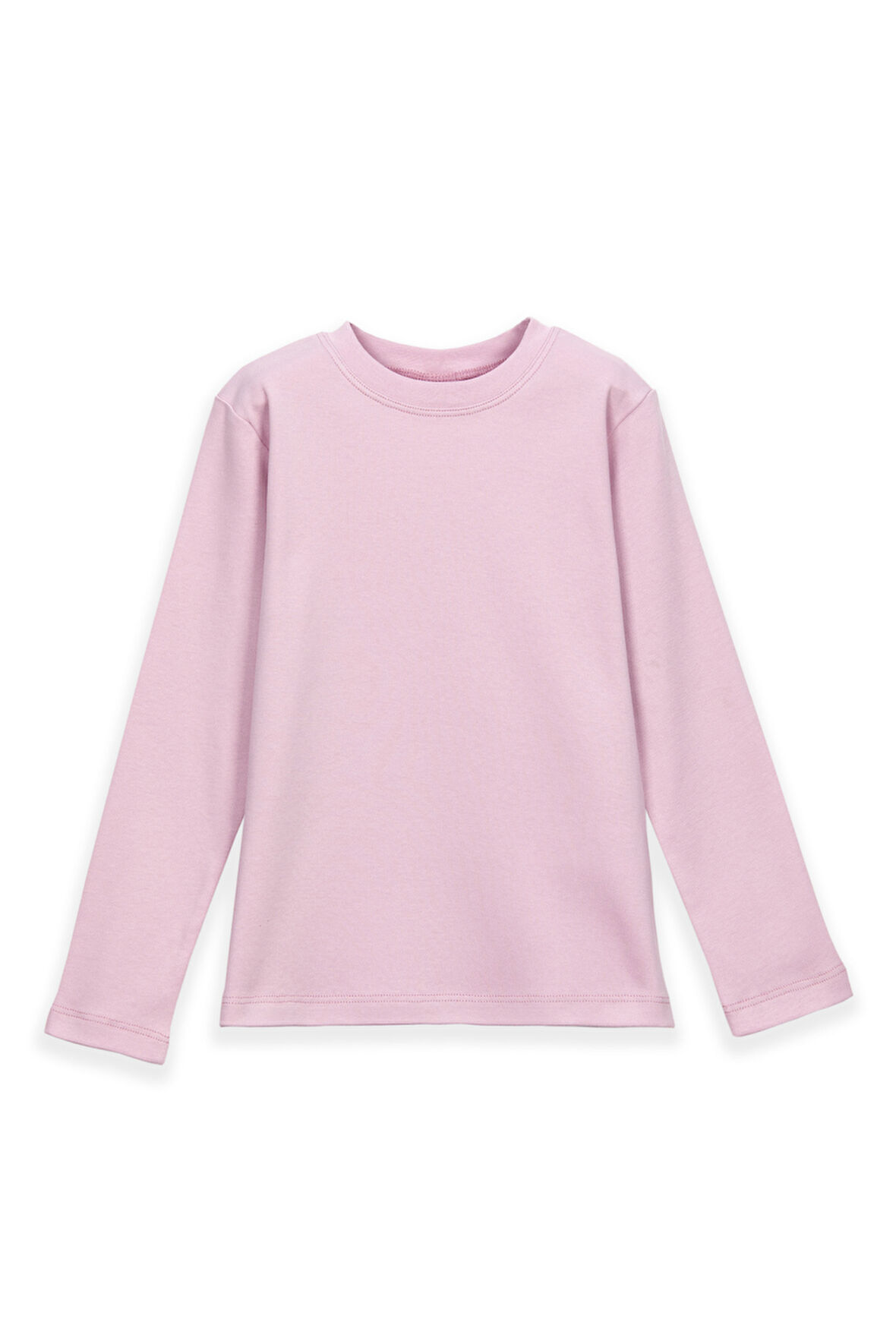 Uçuk pembe Basic Kışlık Sıfır Yaka Uzun Kollu Kız Çocuk Tişört