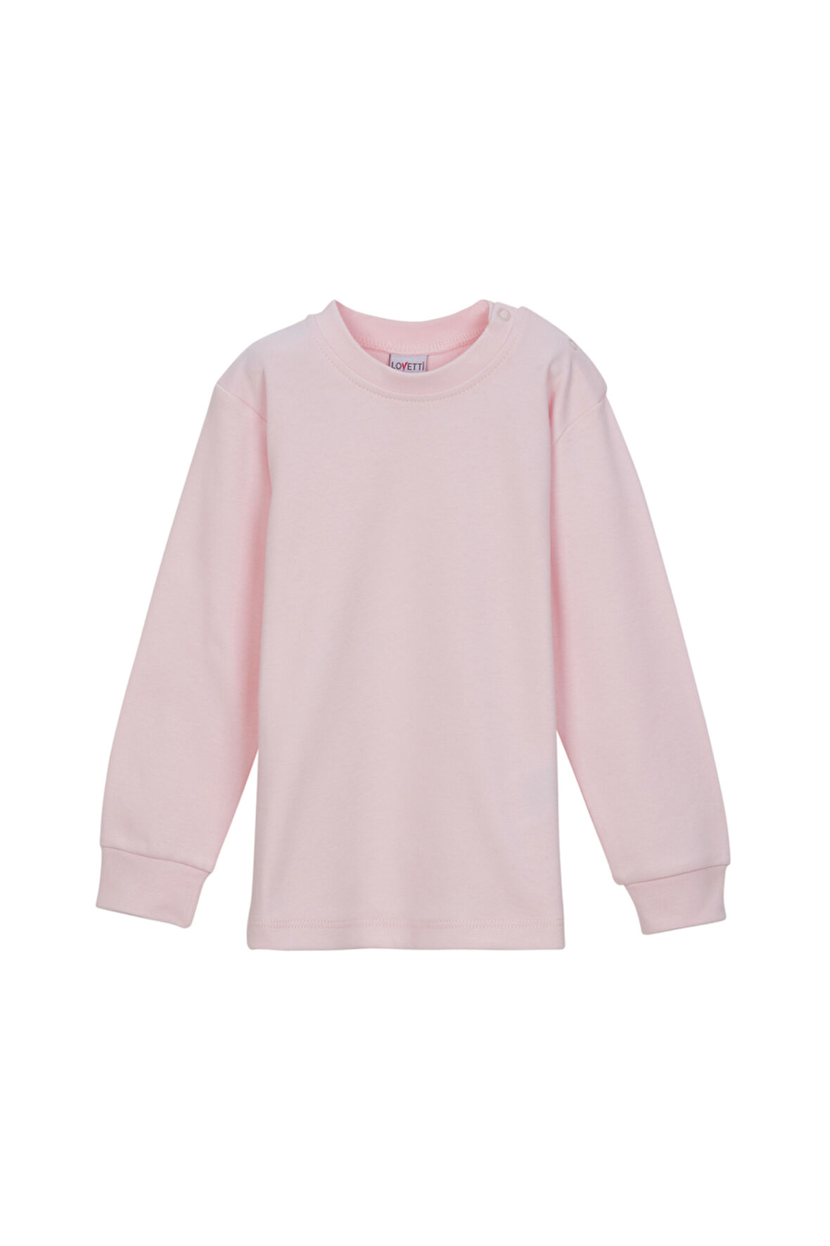 Uçuk pembe Basic Kız Çocuk Çıtçıtlı Sıfır Yaka Kışlık Uzun Kol Tişört