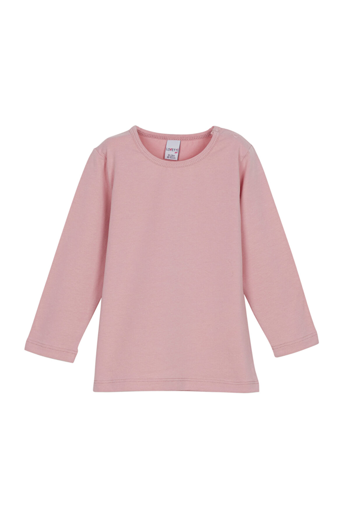 Pudra Pembe Basic  Çıtçıtlı Uzun Kollu Bebek Tişört