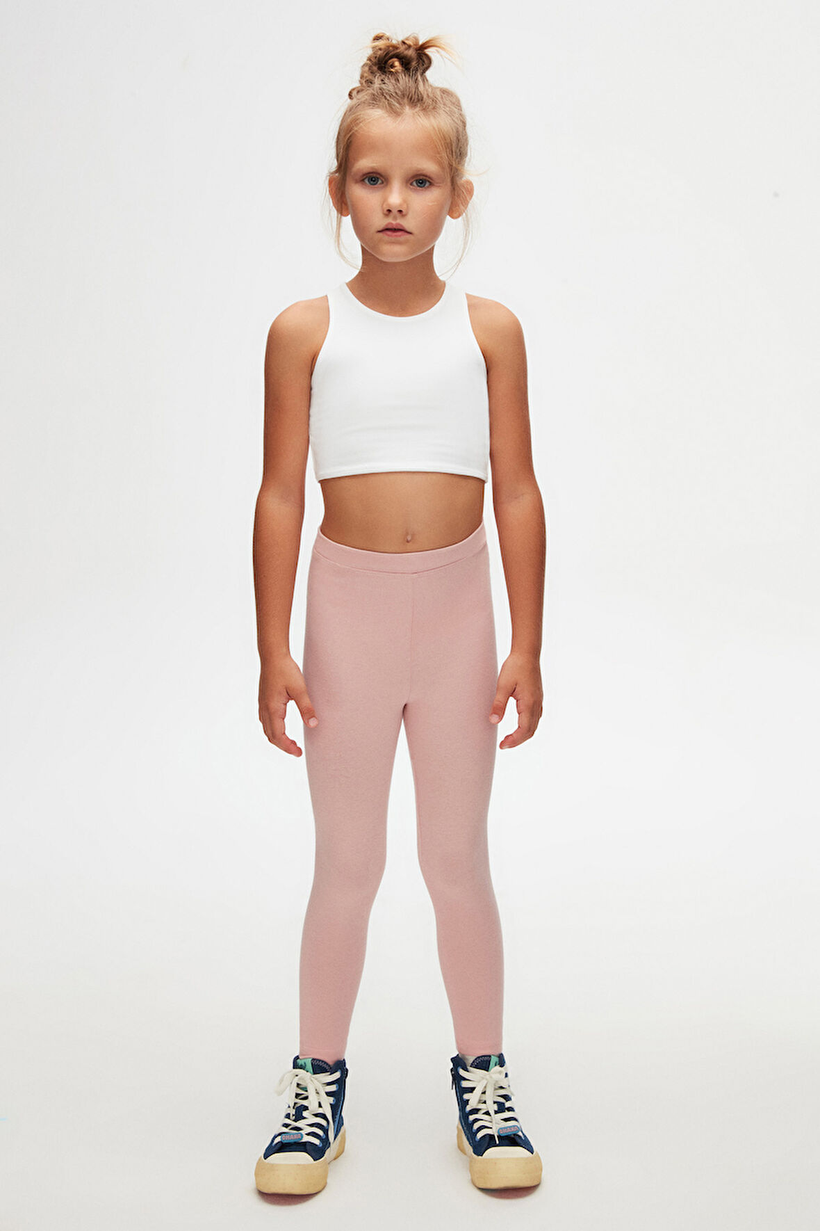 Pudra Pembe Basic Kız Çocuk Yazlık Tayt